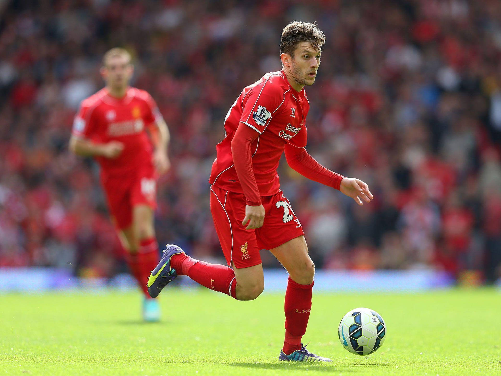 Adam Lallana Dribbling Football Background