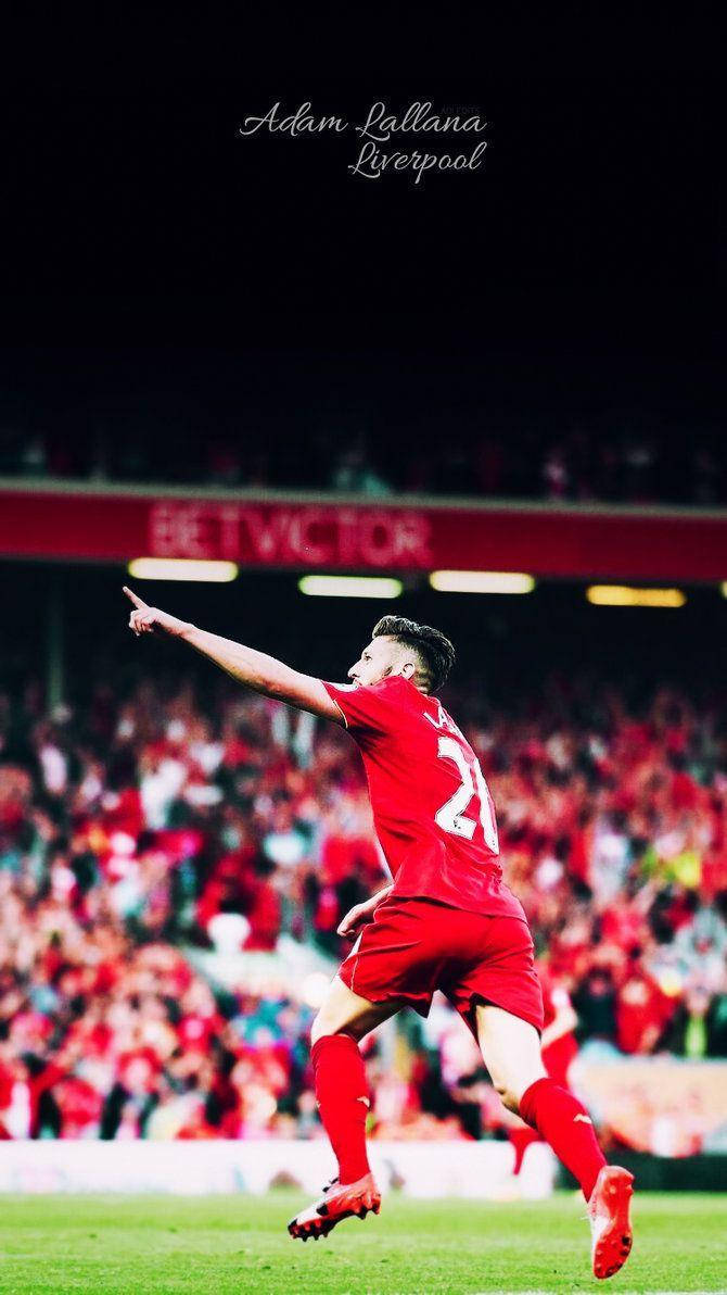 Adam Lallana Pointing At Fans Background