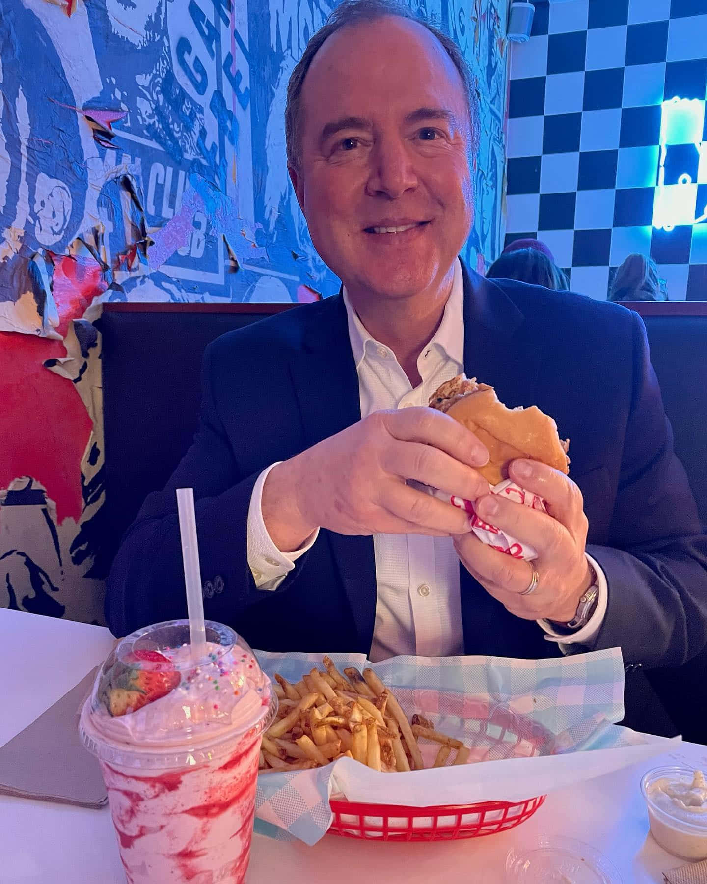 Adam Schiff Eating Fast Food