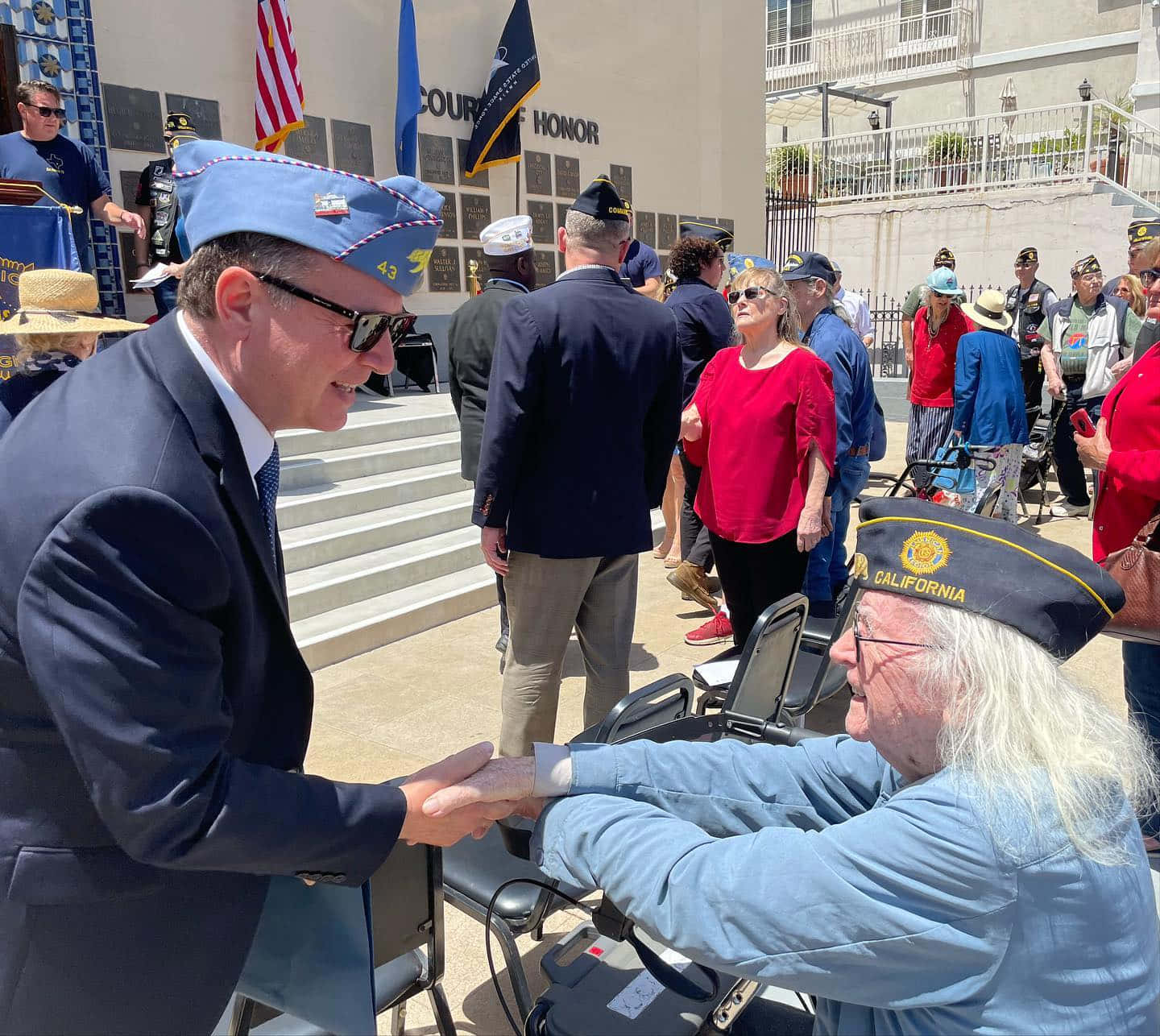 Adam Schiff Handshaking A Veteran