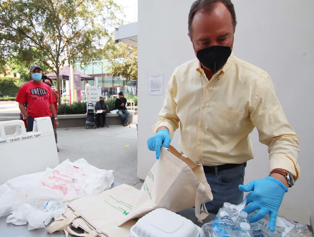 Adam Schiff Packing Covid-19 Relief Goods