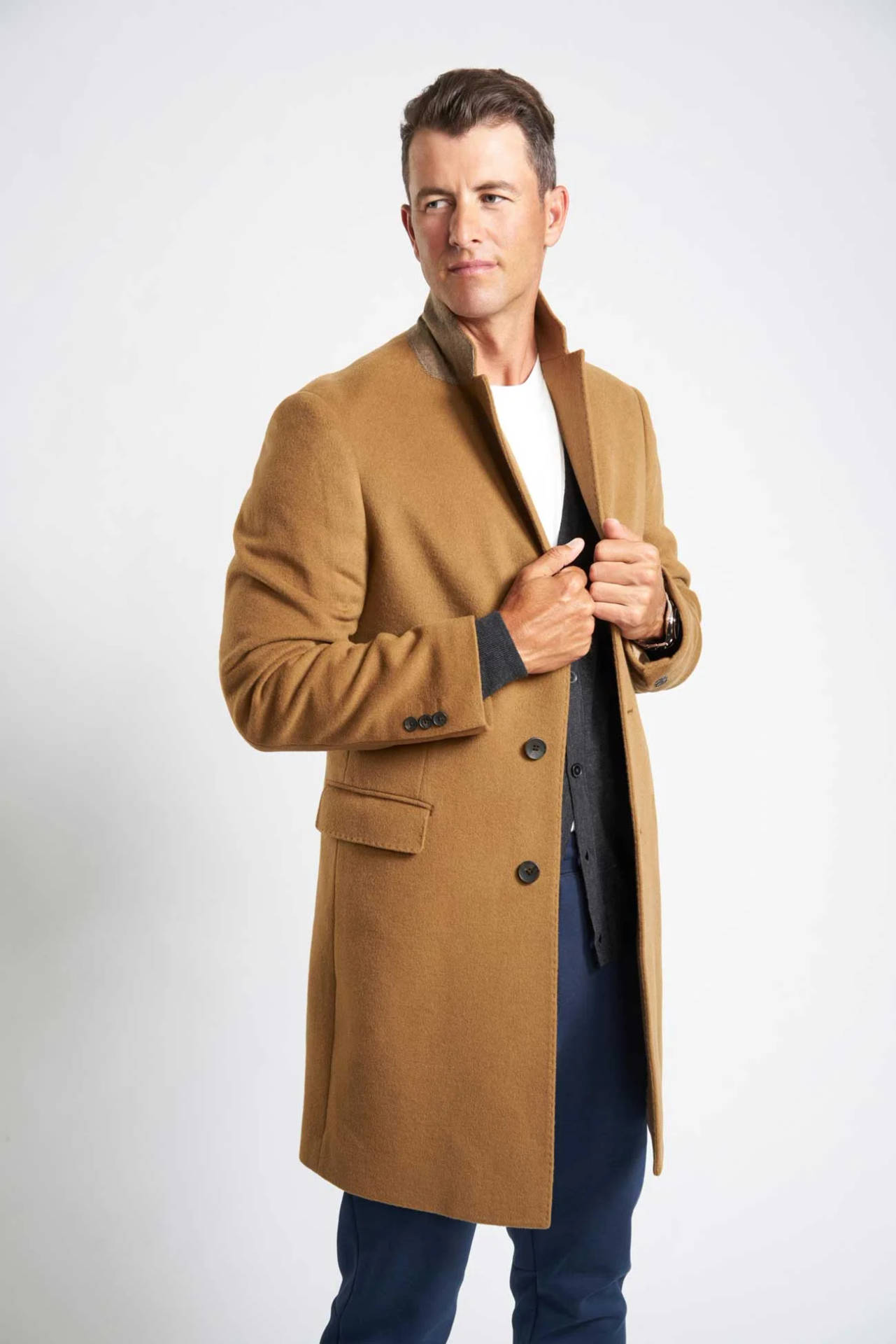 Adam Scott In Fashionable Trench Coat