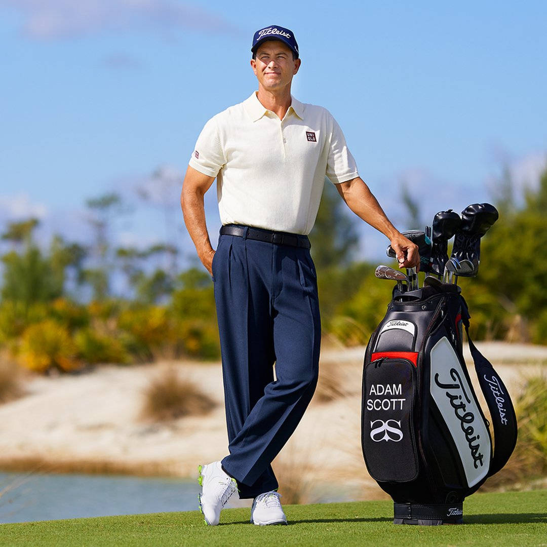 Adam Scott With Golf Bag Background