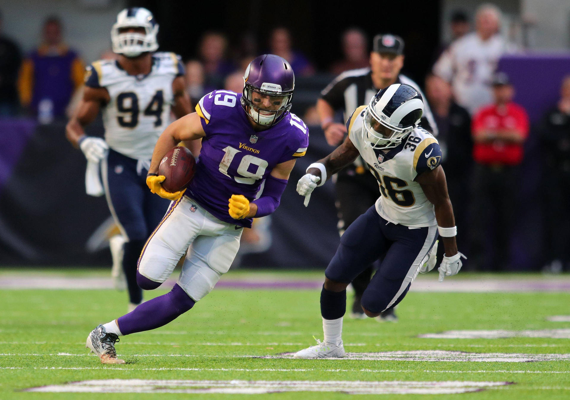 Adam Thielen Football Run Background