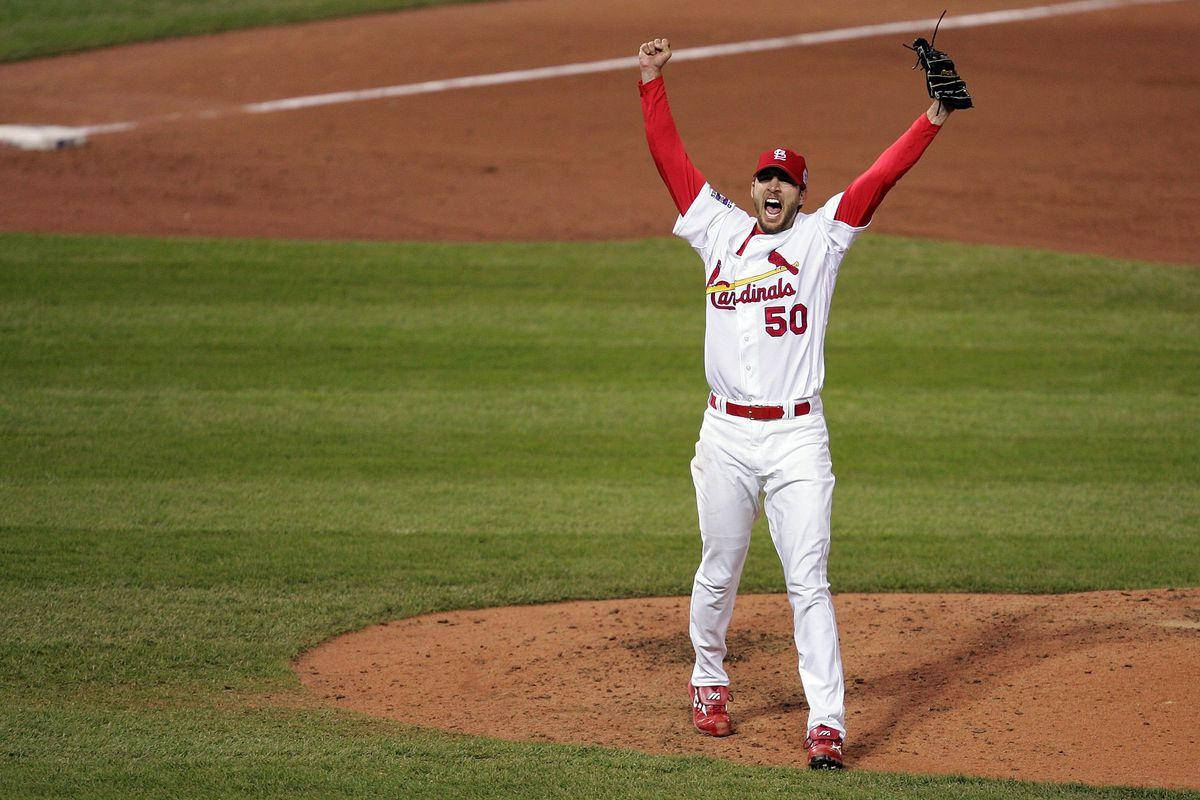 Adam Wainwright Arms In The Air Background