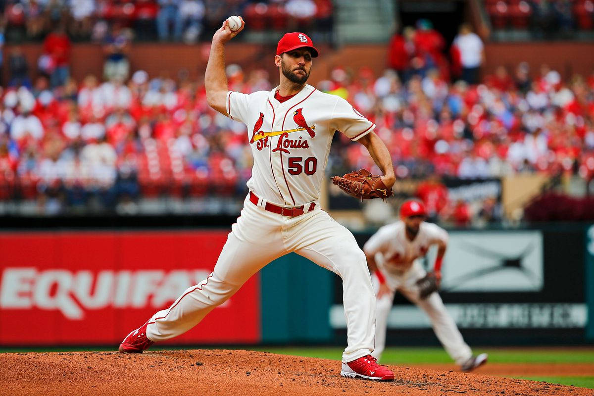 Adam Wainwright Holding Baseball Background