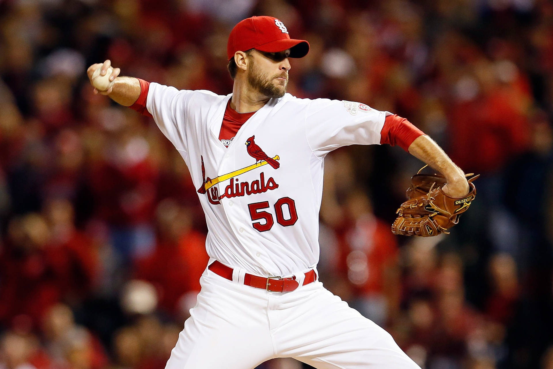 Adam Wainwright In Cardinals Uniform Background