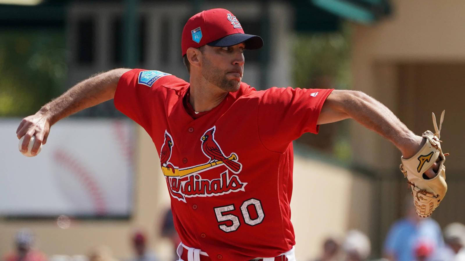 Adam Wainwright In Red Cardinals Jersey