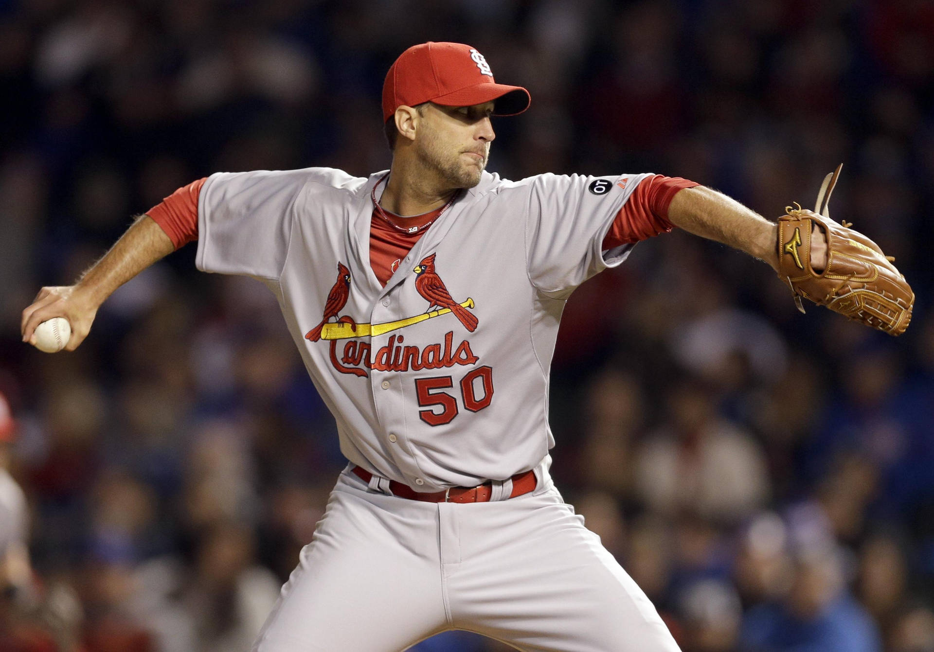 Adam Wainwright In Throwing Stance Background