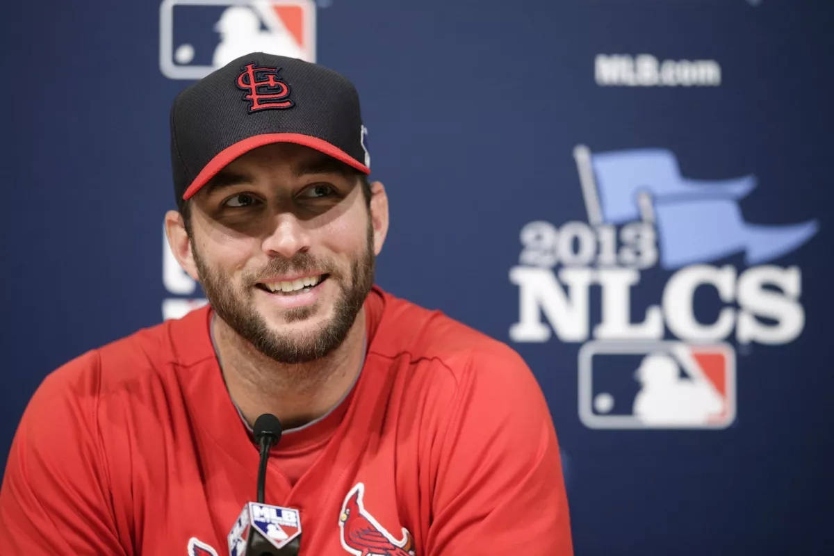 Adam Wainwright Smiling During Press Conference Background