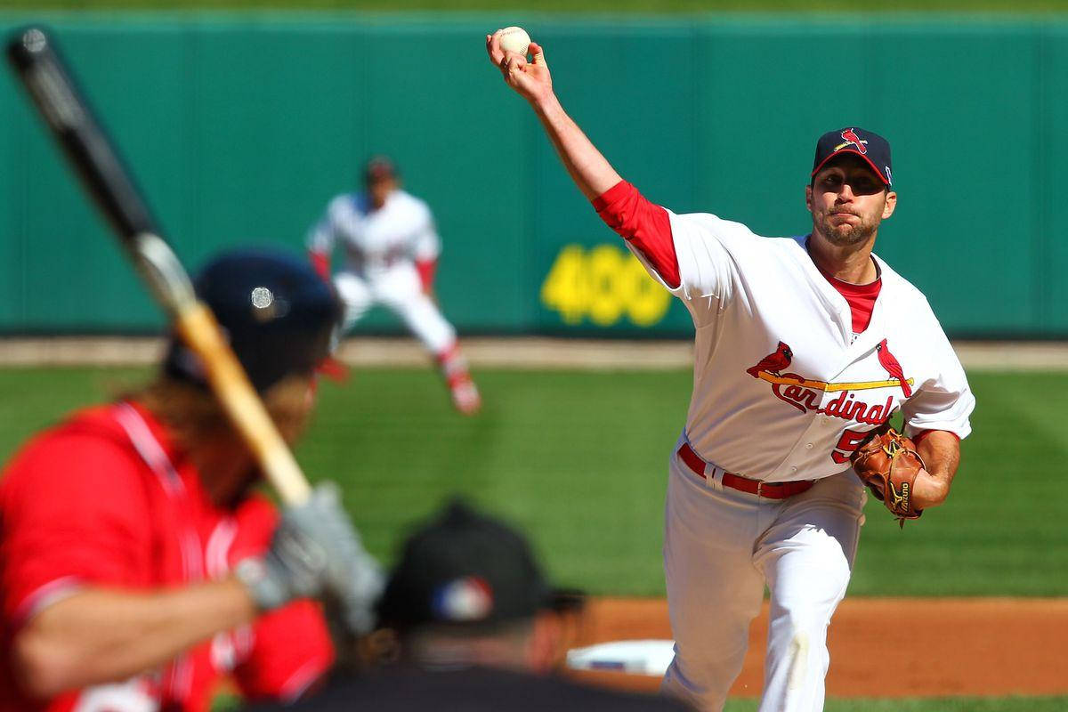 Adam Wainwright Throwing Baseball To Batter Background