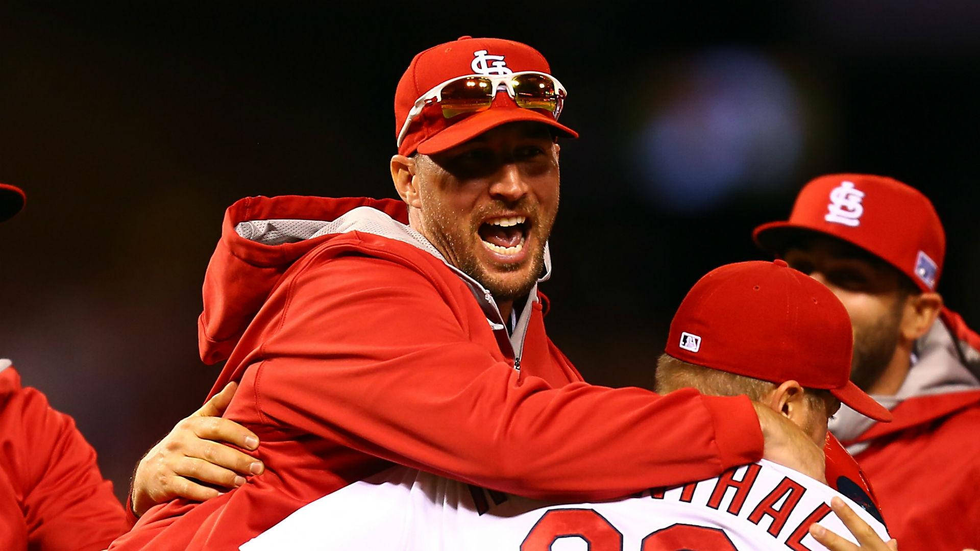 Adam Wainwright Wearing Red Jacket