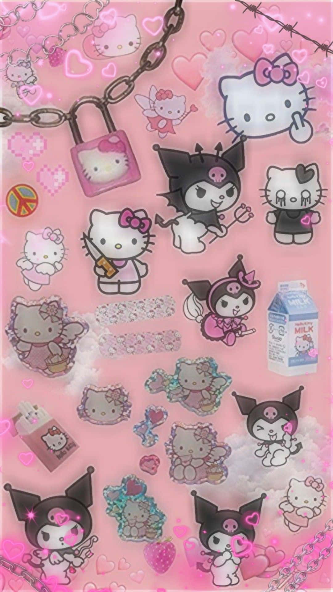 Add A Touch Of Attitude To Your Day With Emo Hello Kitty Background