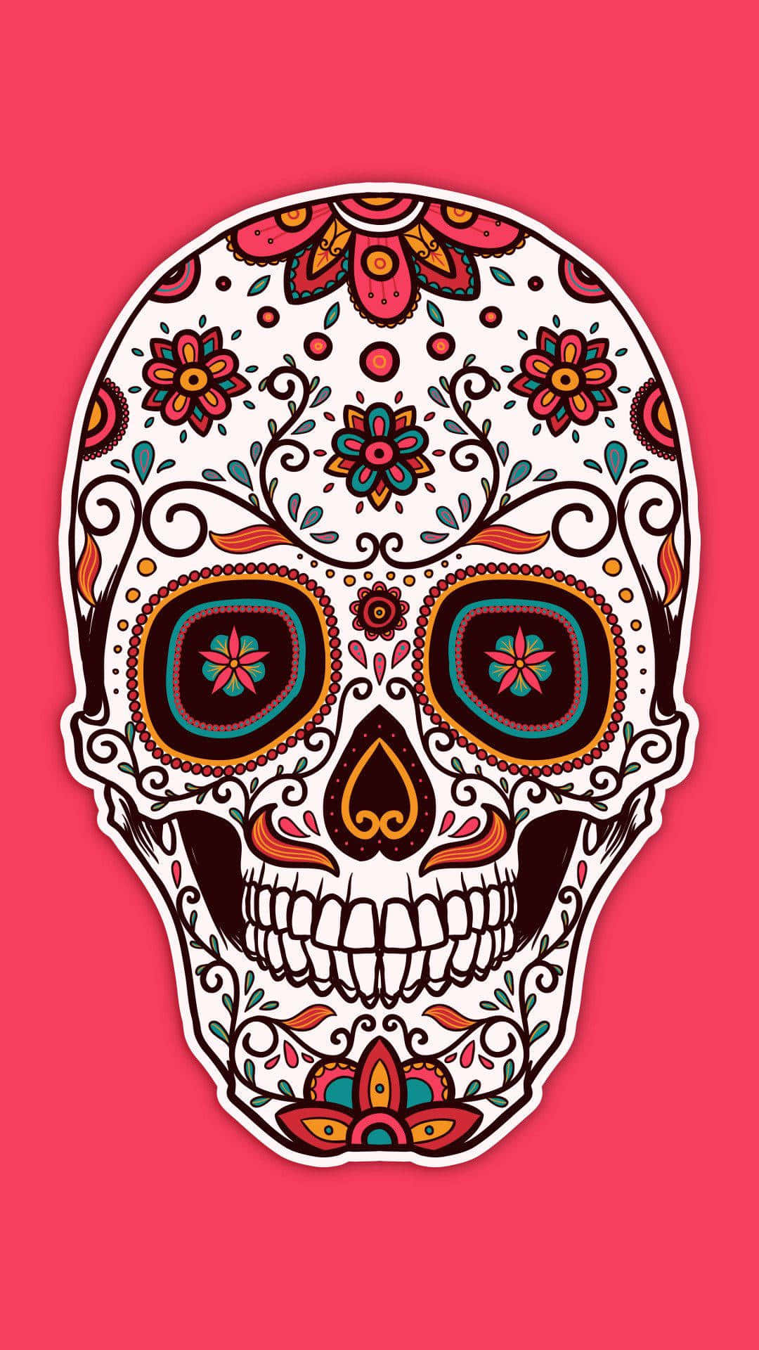 Add A Unique Pop Of Color To Your Everyday Life With A Sugar Skull Phone Background