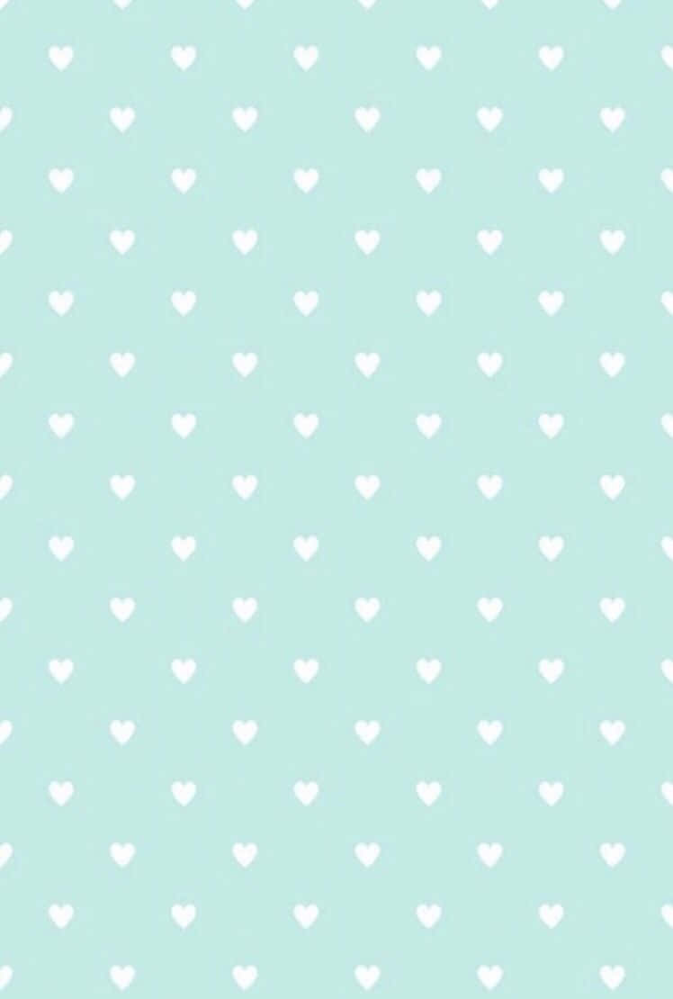Add Some Fun To Your Day With Mint Green Hearts Background