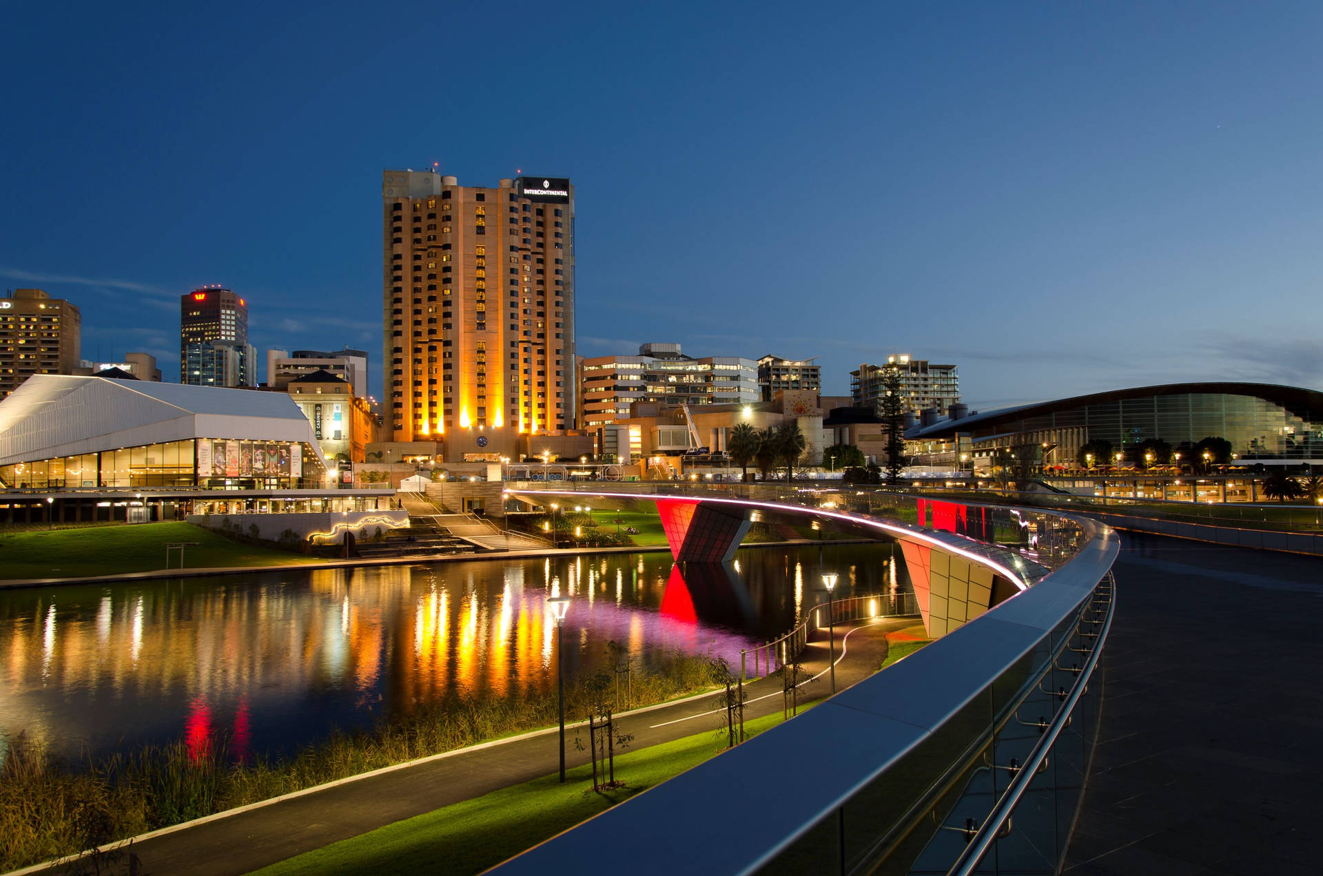 Adelaide City Center Nighttime View Background