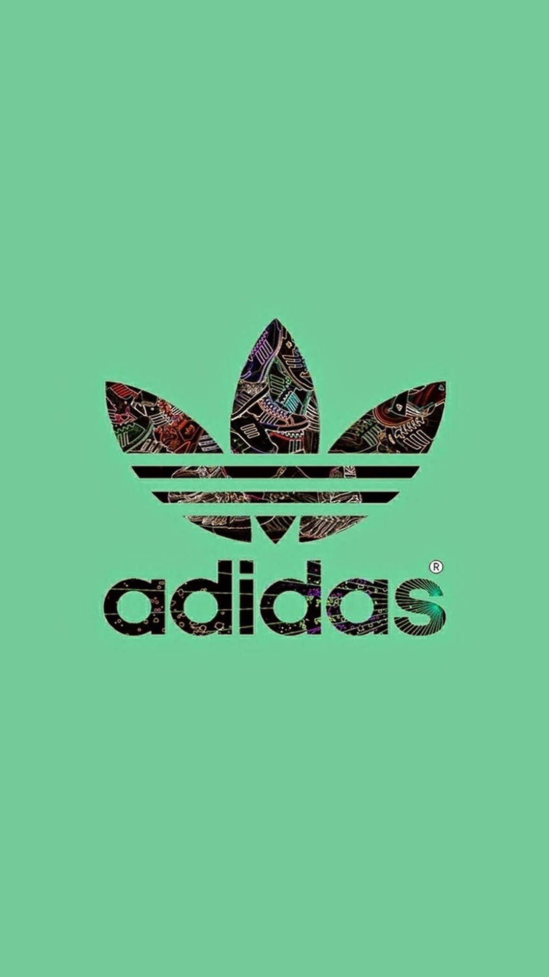 Adidas Brand Logo In Green Background