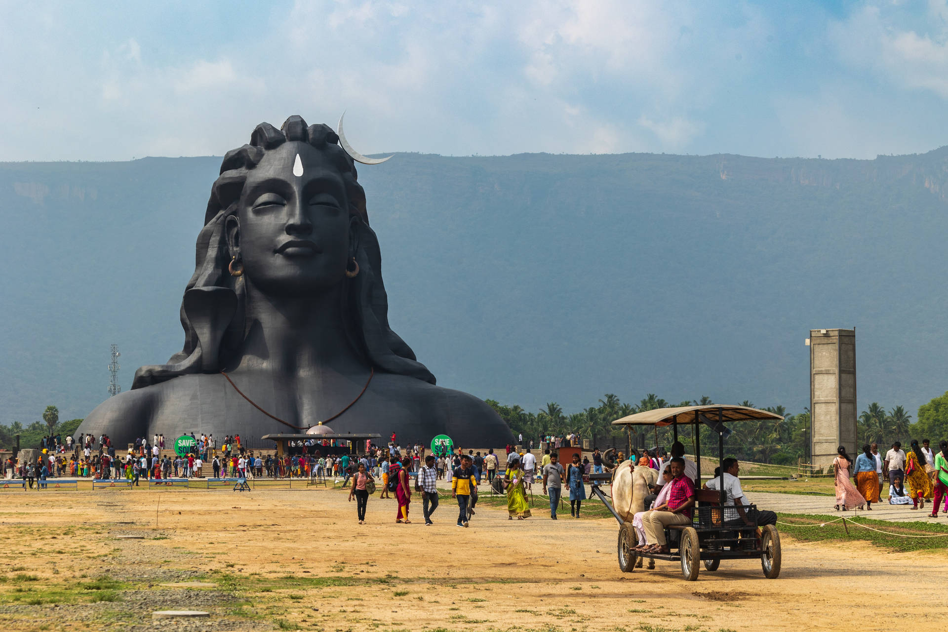 Adiyogi Shiva Statue Visitors Background