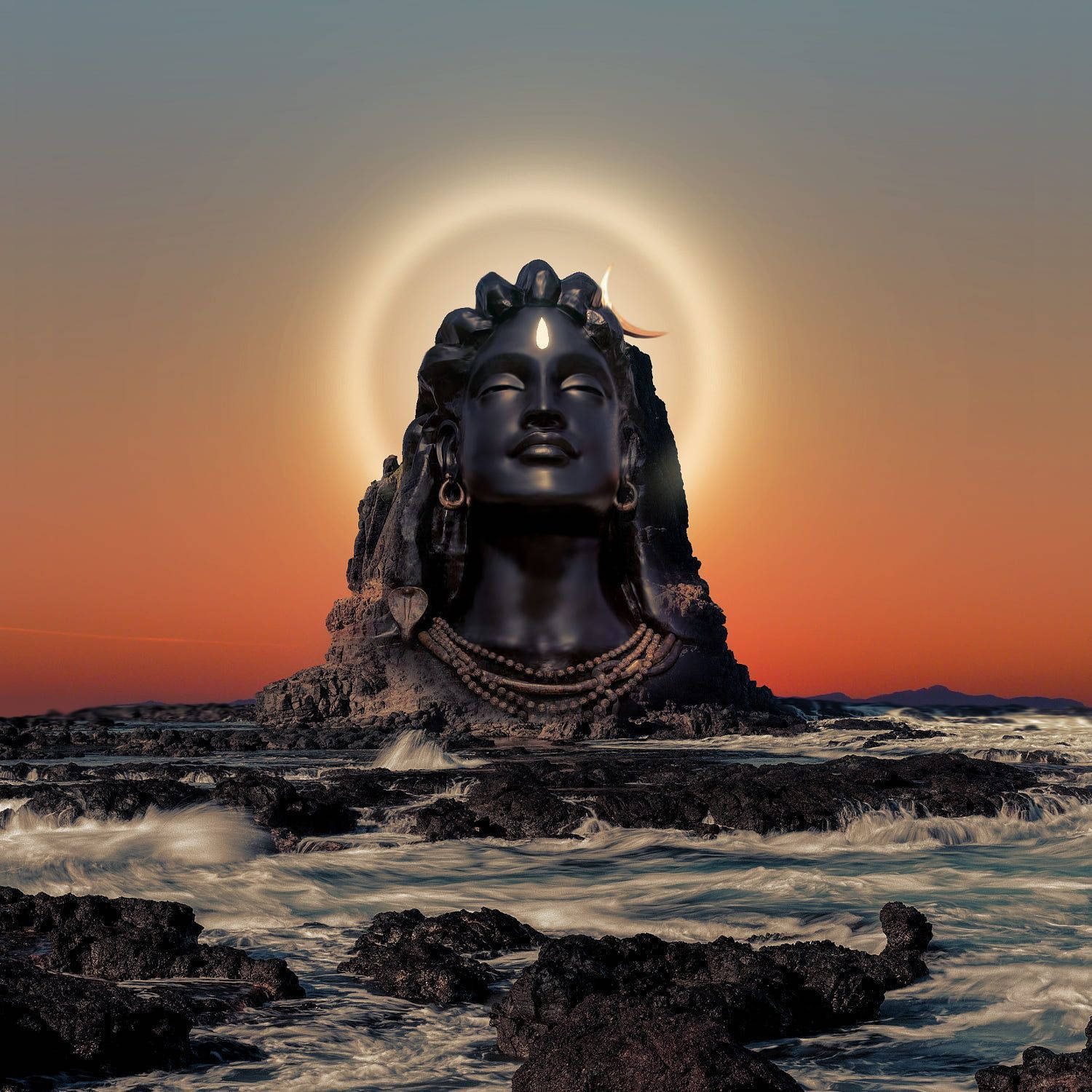 Adiyogi Shiva With A Halo