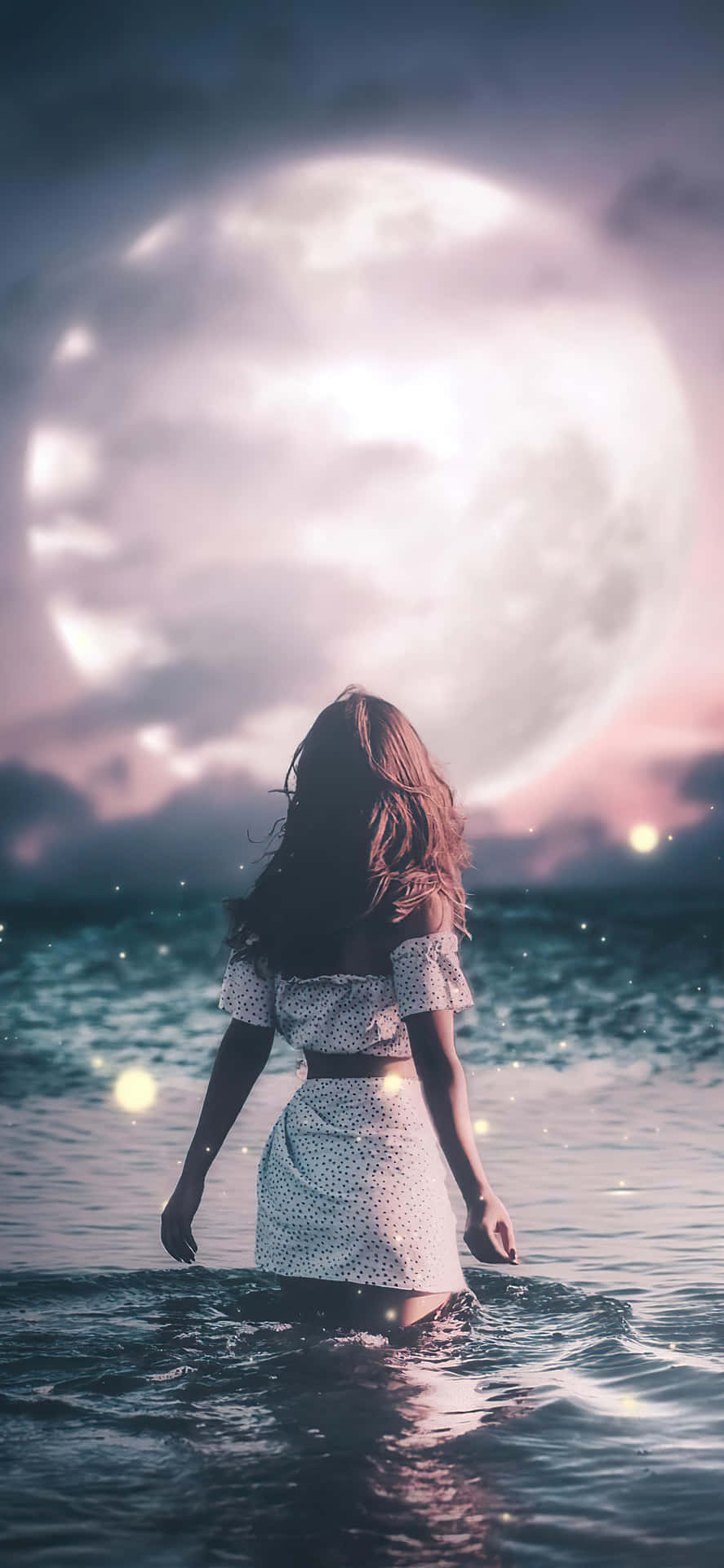 Admire The Beauty Of A Cute Moon Background