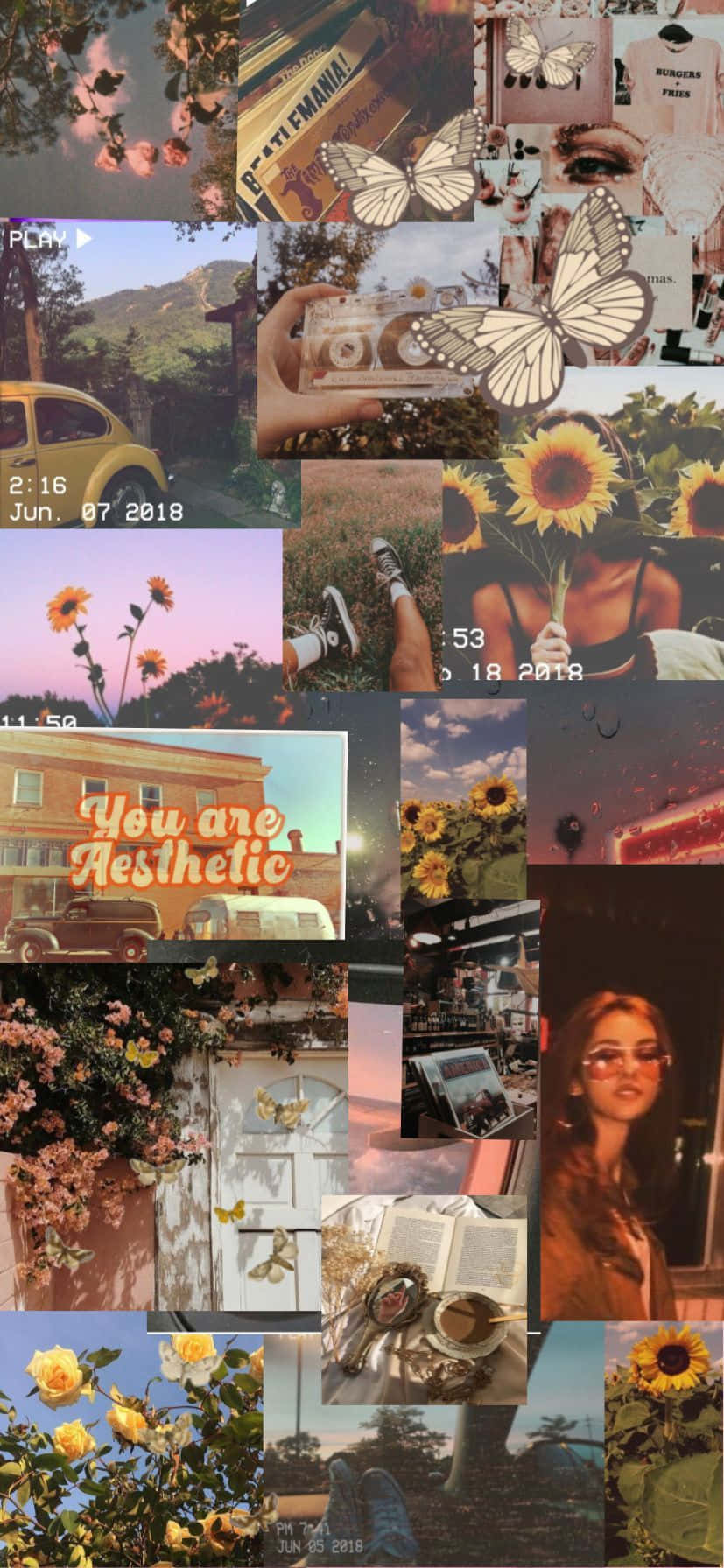 Admire The Beauty Of Vintage Collage Artwork Background