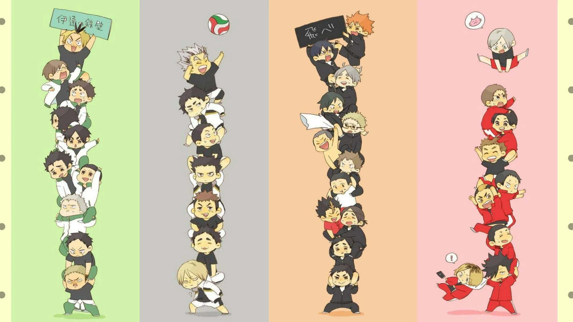 Admire The Cool Neon Aesthetic Of Haikyuu Desktop Wallpaper Background