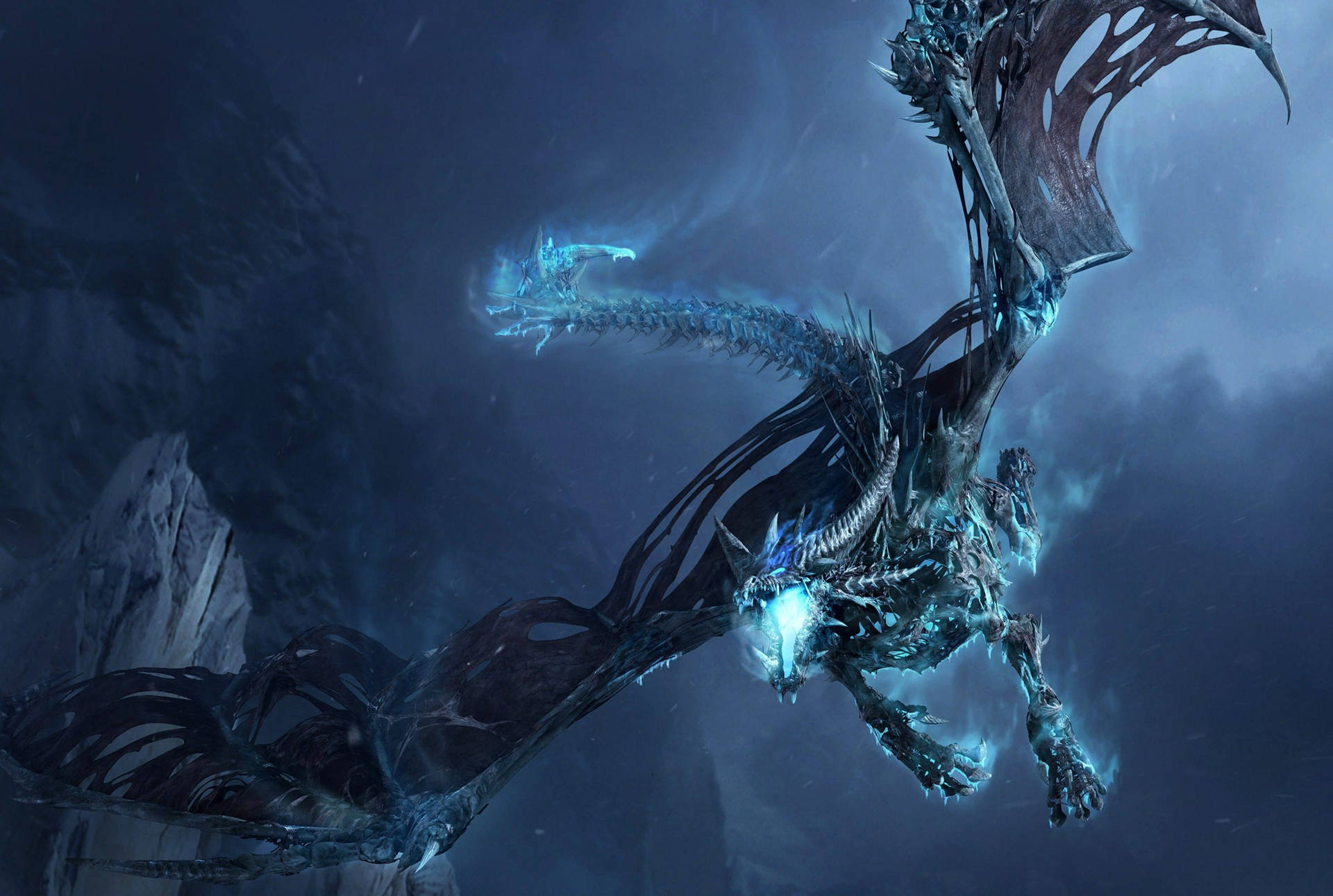 Admire The Mystical Beauty Of This Blue Dragon Background