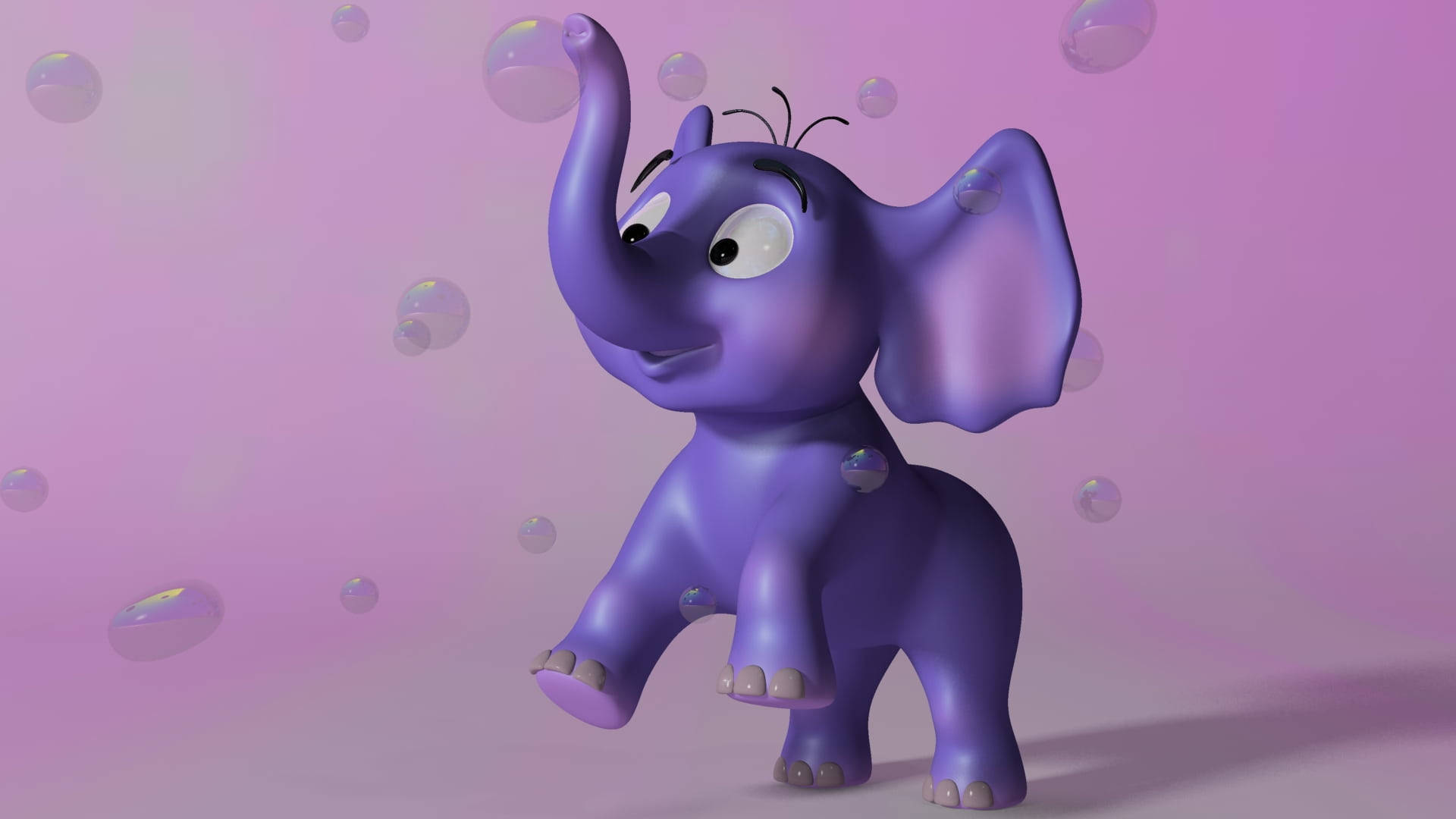 Adorable 3d Purple Elephant On Android Phone Background