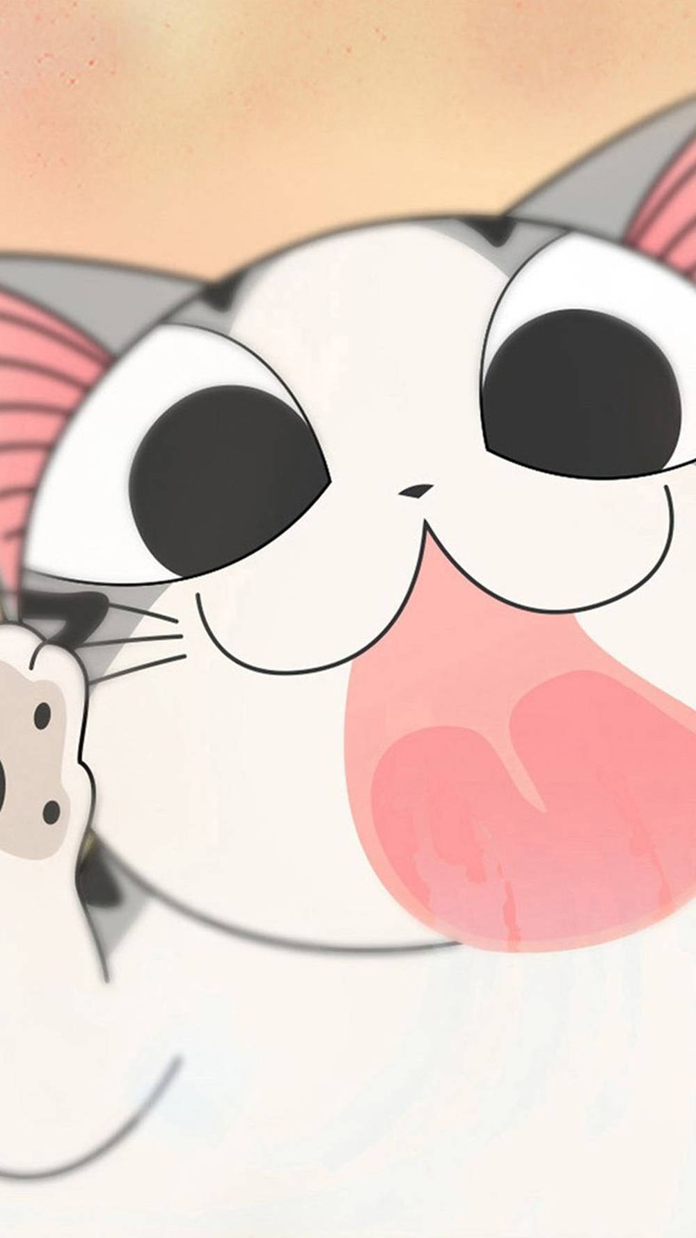 Adorable Animated Licking Cat For Iphone Background