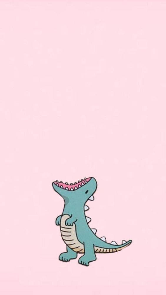 Adorable Animé Dinosaur Roaring For Your Iphone Background