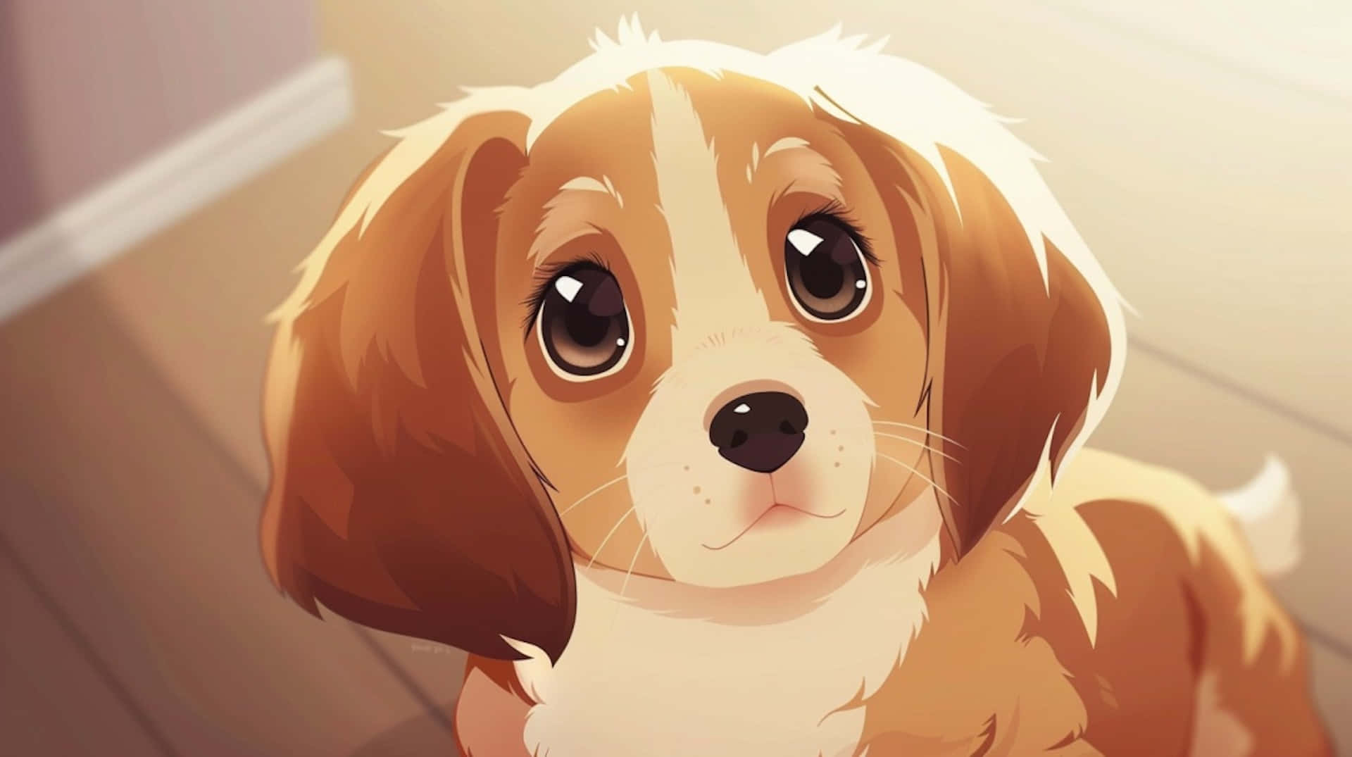 Adorable Anime Puppy Gaze Background