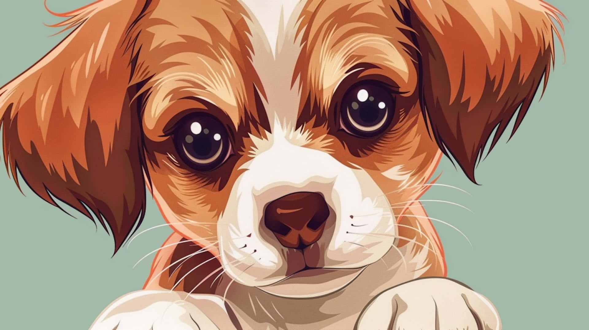 Adorable Anime Puppy Illustration Background