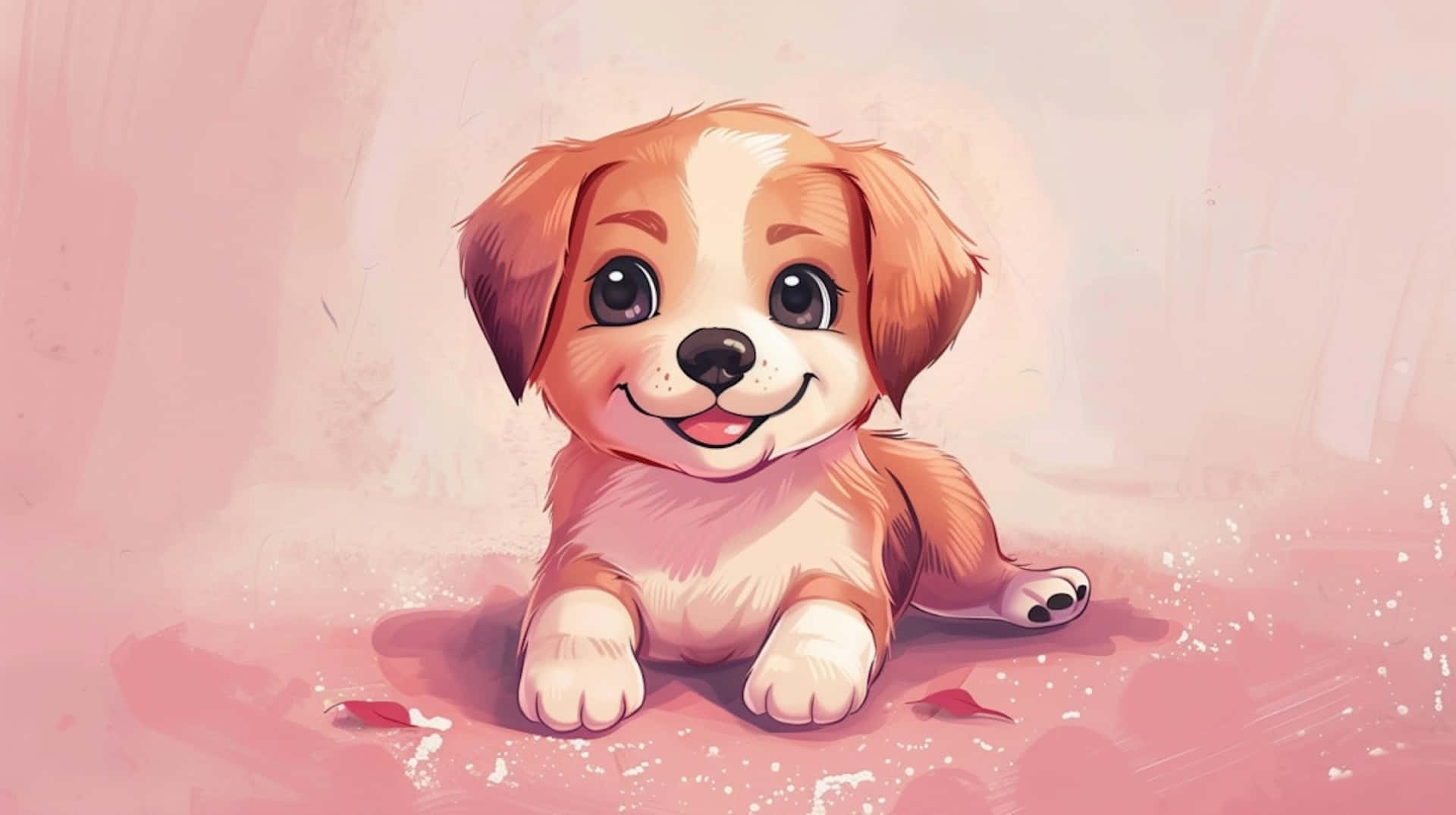 Adorable Anime Puppy Illustration Background