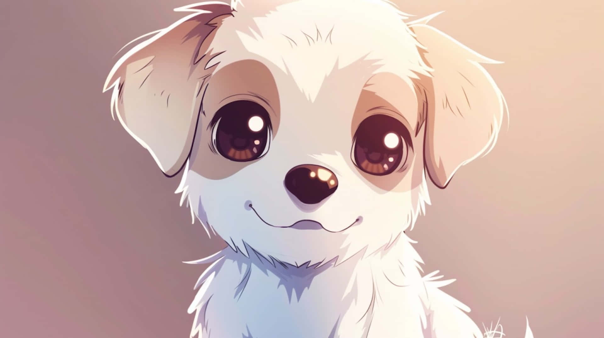 Adorable Anime Puppy Illustration Background