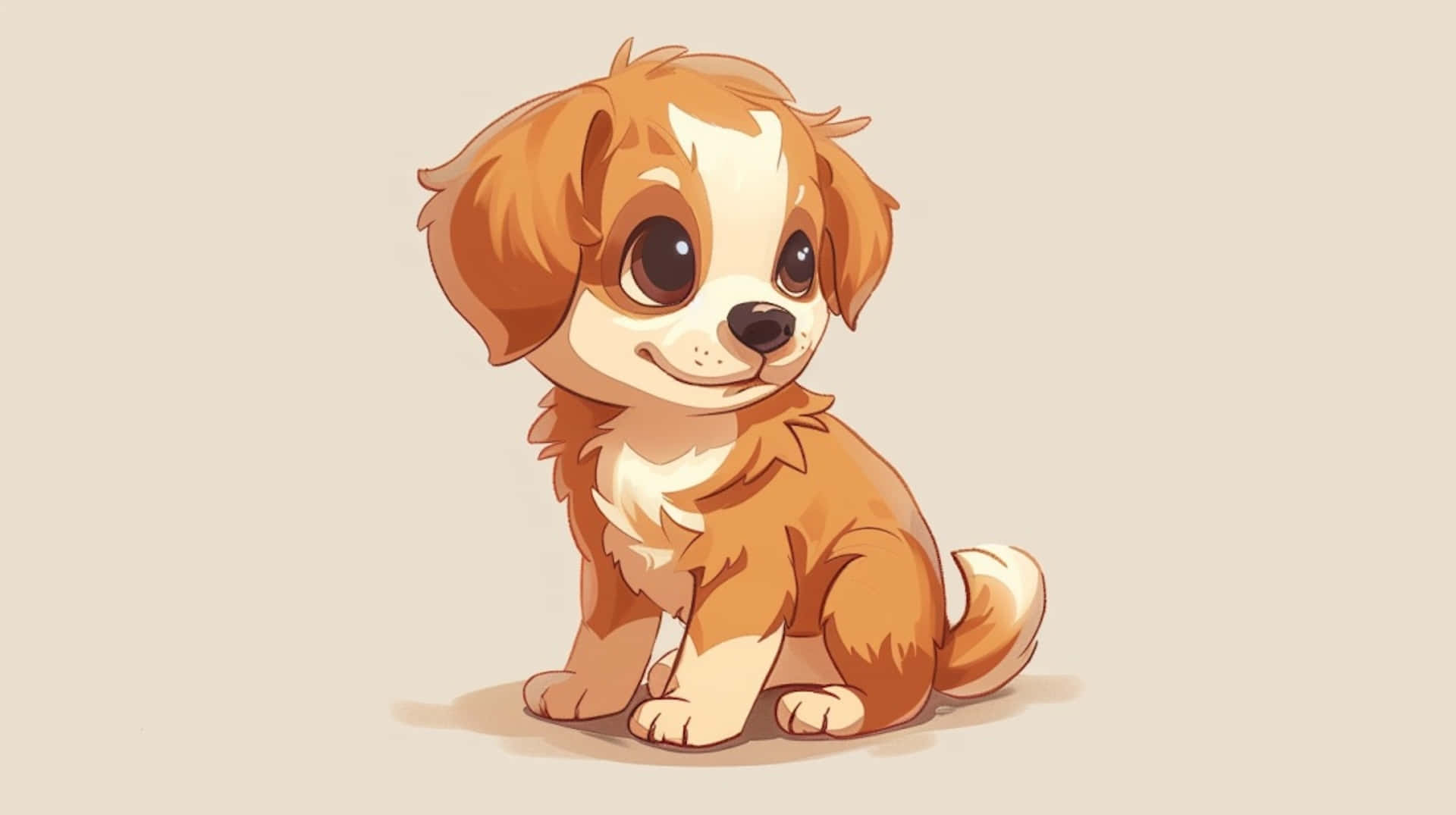 Adorable Anime Puppy Illustration Background