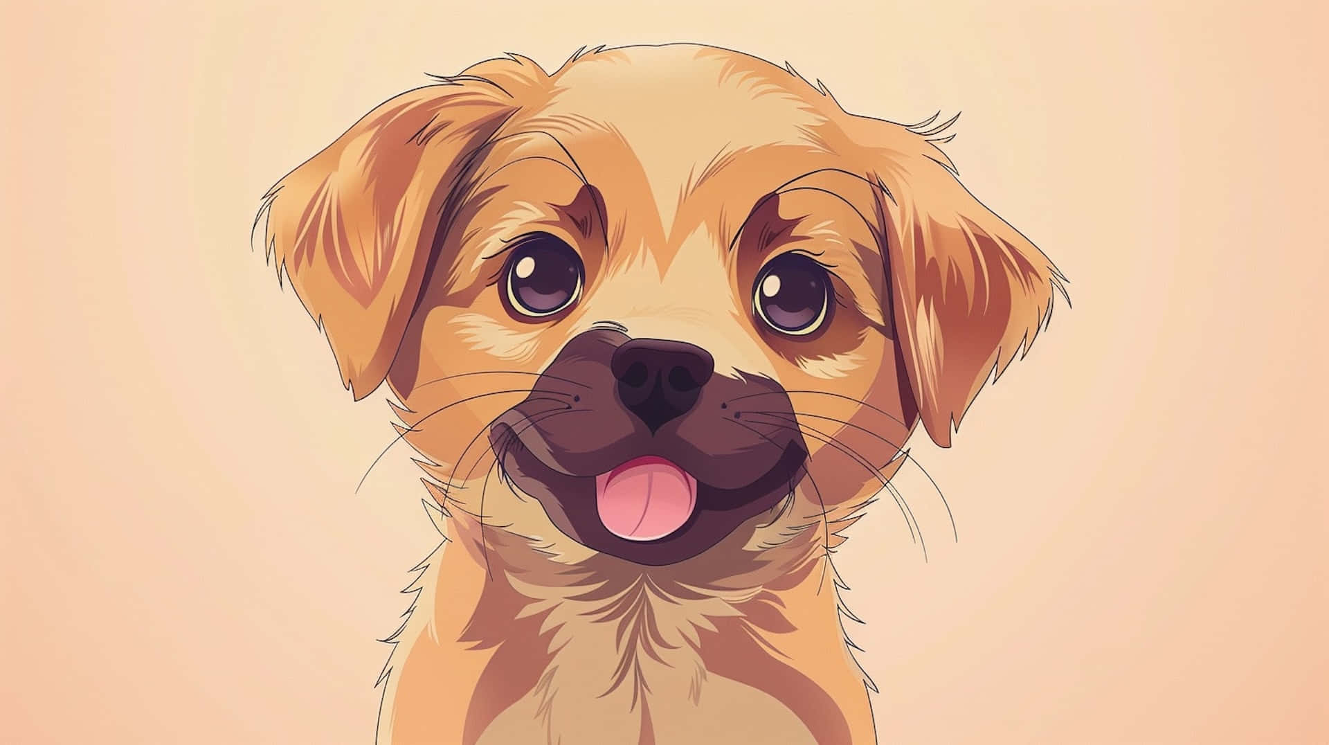 Adorable Anime Puppy Illustration Background