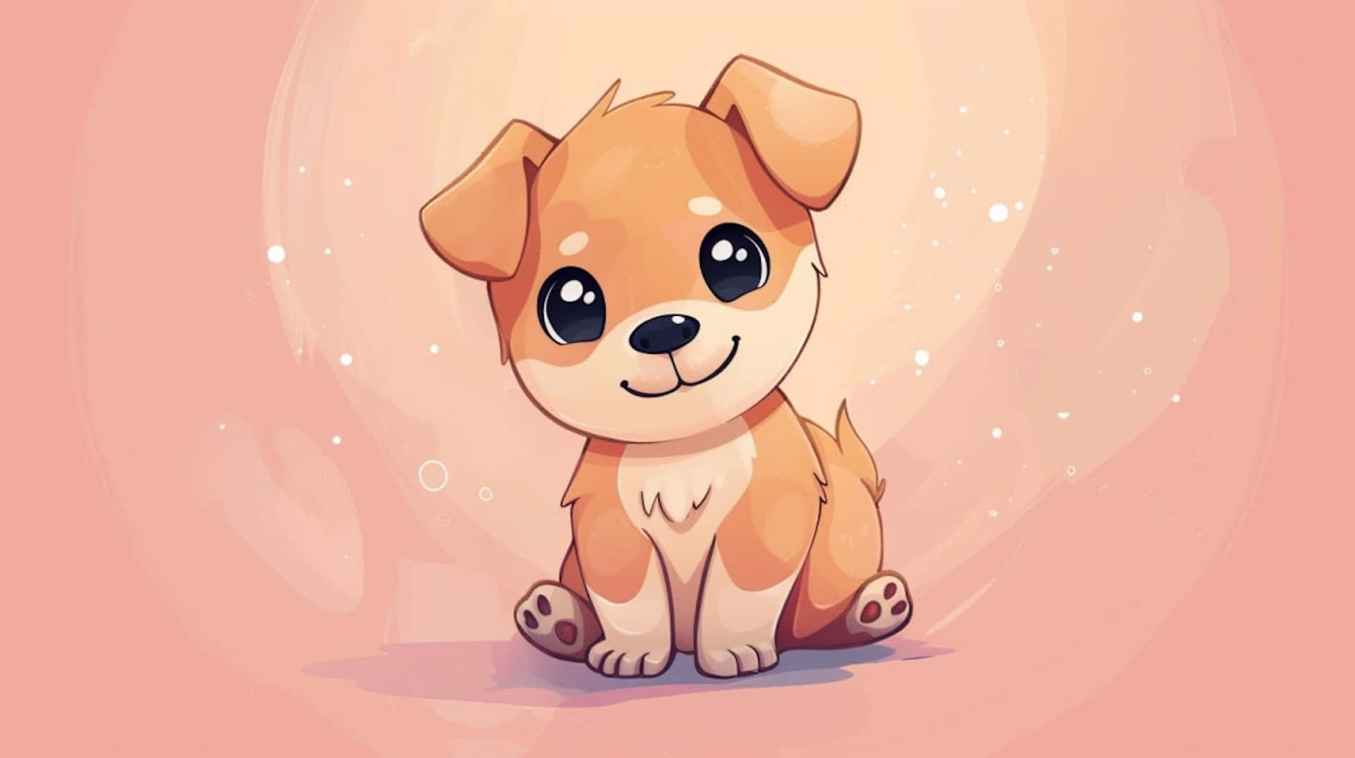 Adorable Anime Puppy Illustration Background
