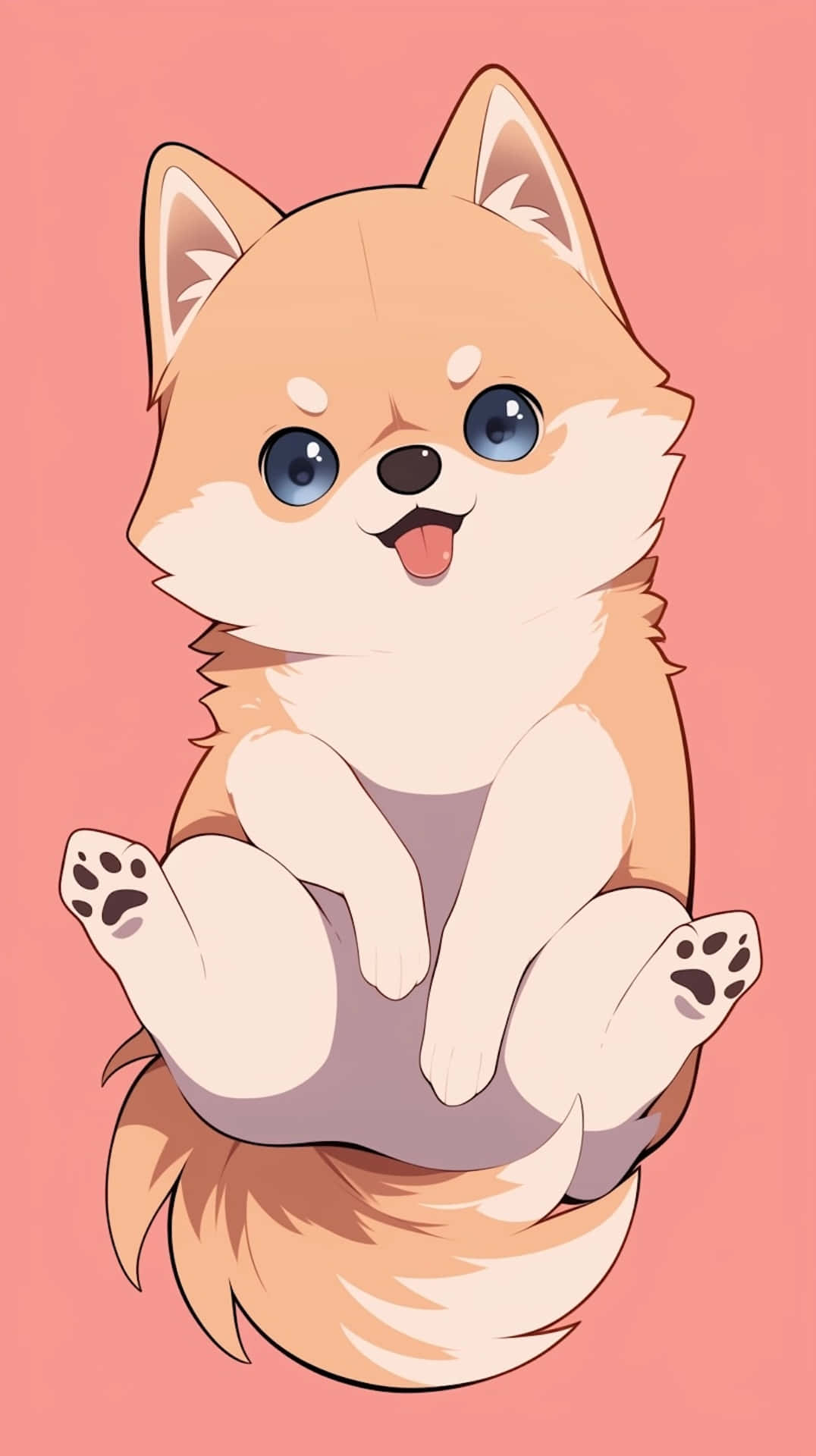 Adorable Anime Puppy Illustration Background