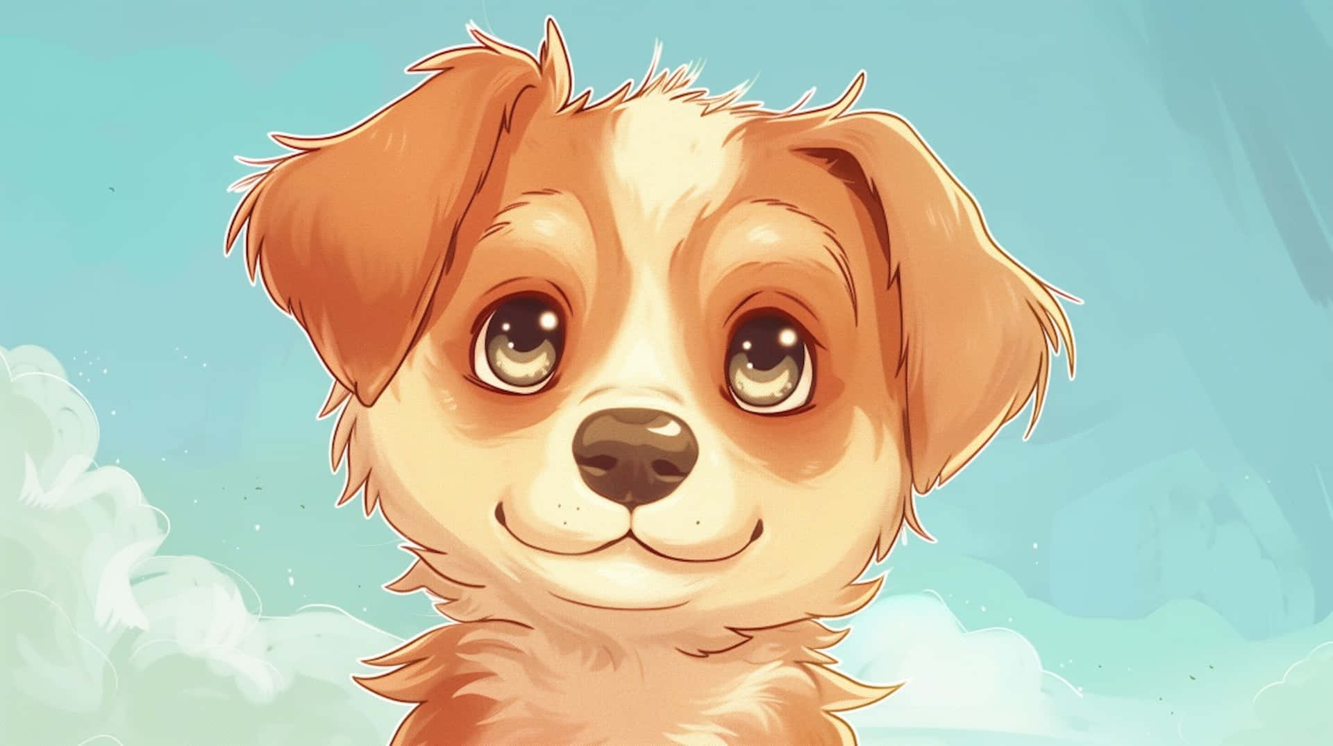 Adorable Anime Puppy Sky Backdrop Background