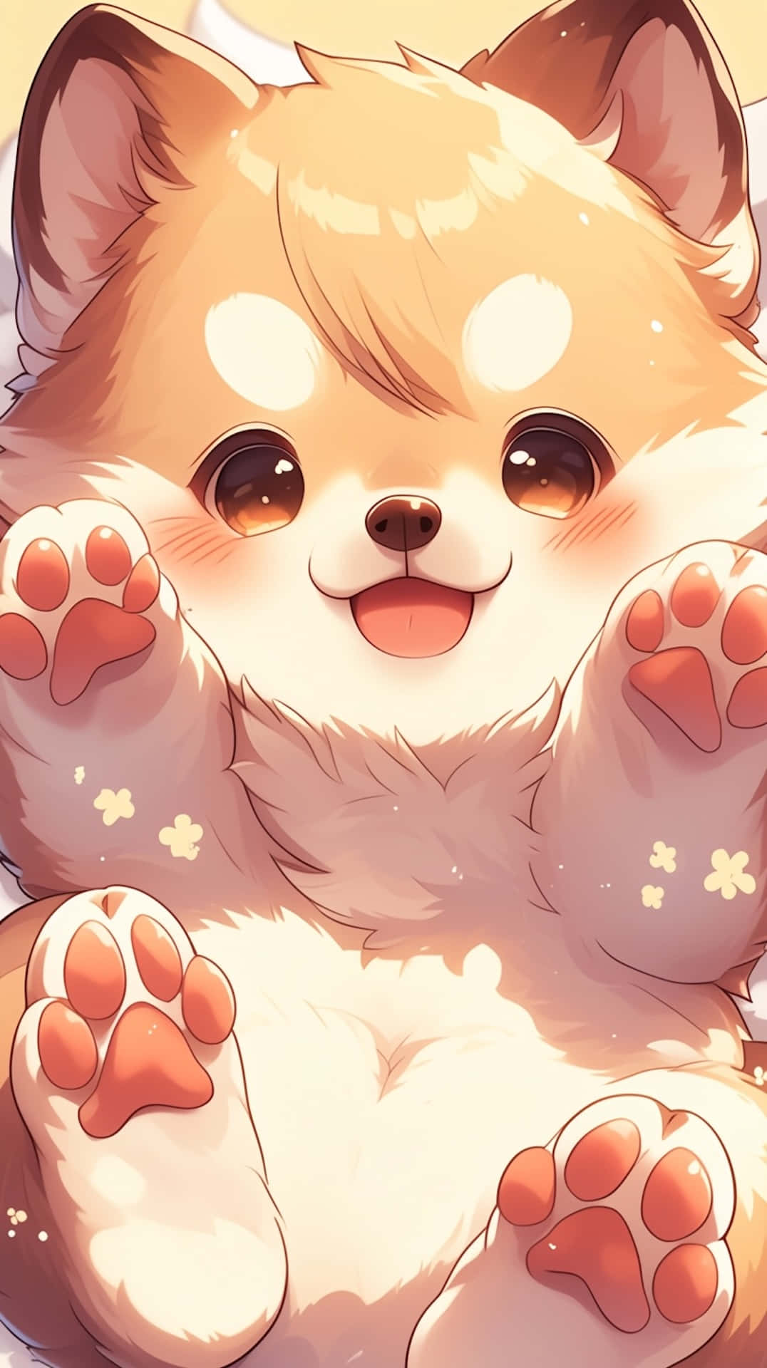 Adorable Anime Puppy Smiling Background