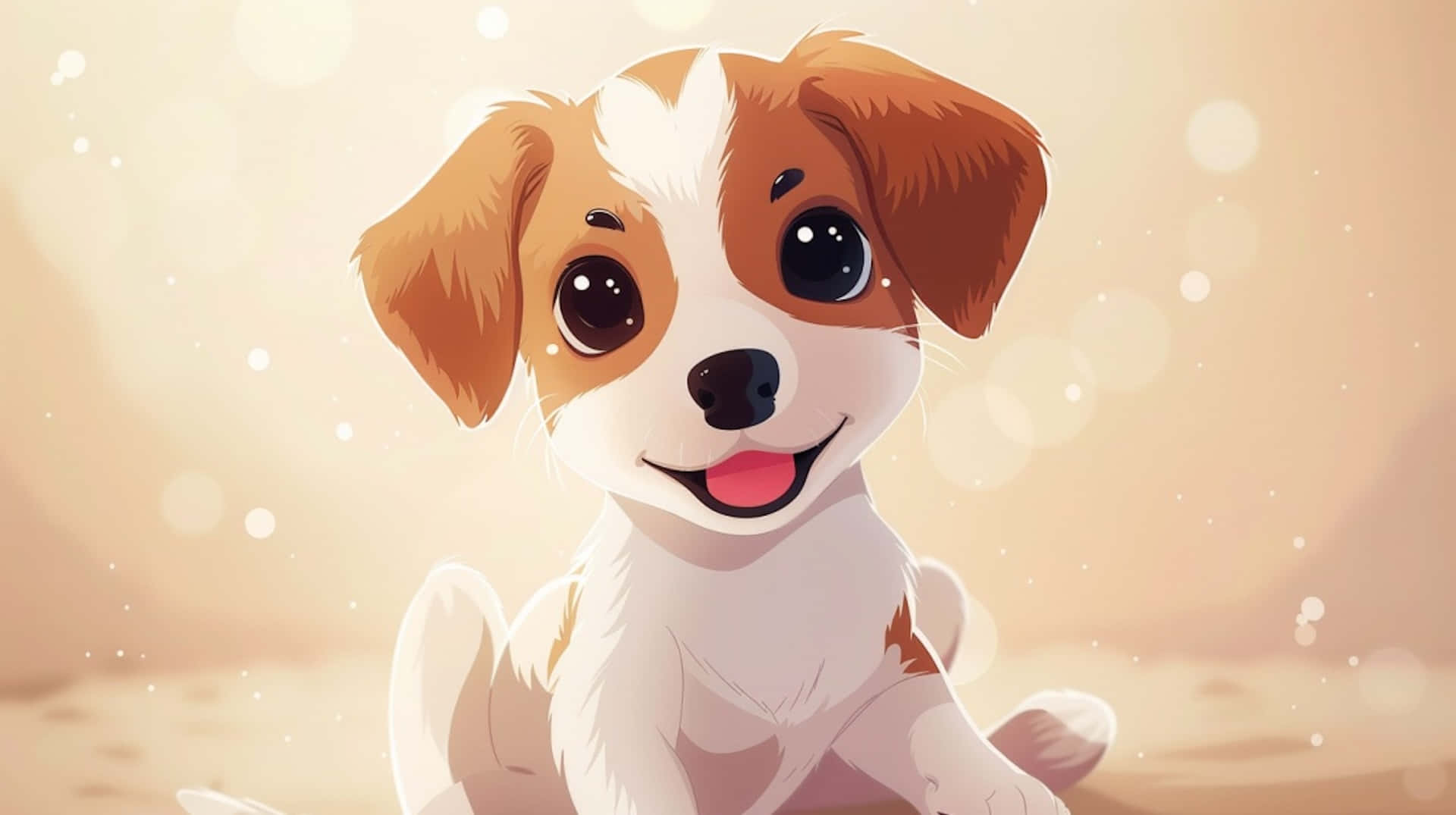 Adorable Anime Puppy Smiling Background