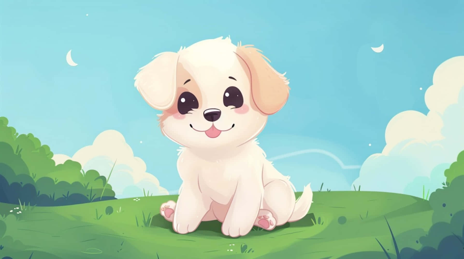 Adorable Anime Puppyin Meadow Background