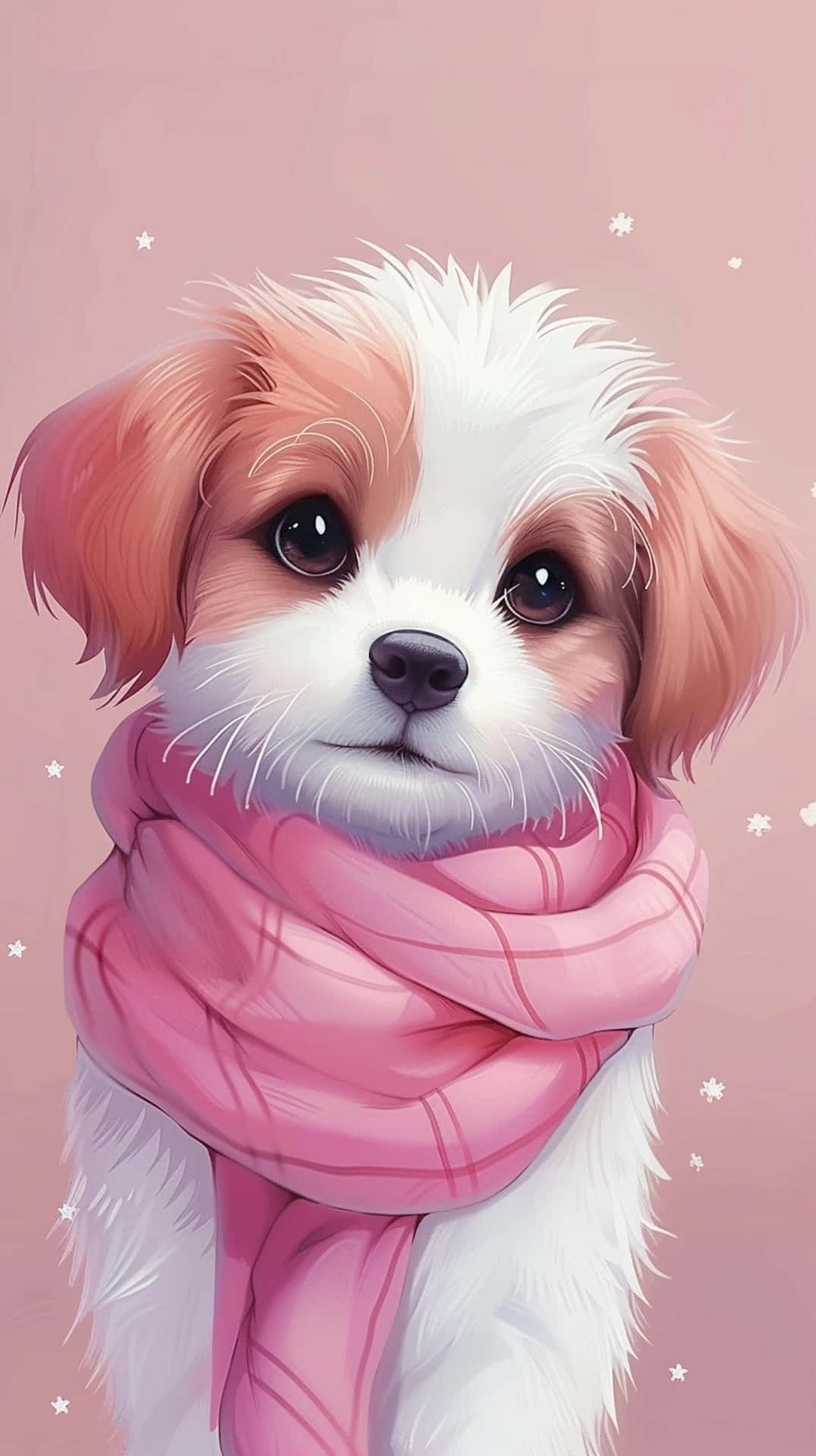 Adorable Anime Puppyin Pink Scarf.jpg Background