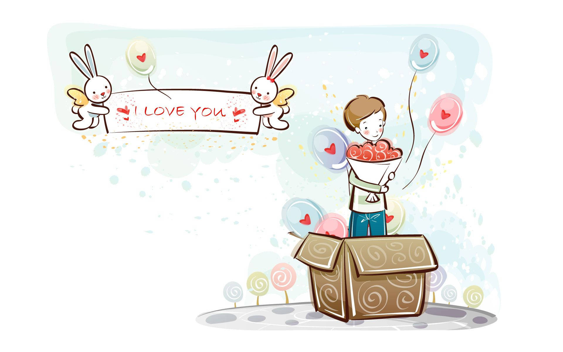 Adorable Artwork Of Cute Couple Drawing Background