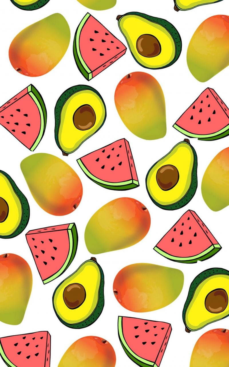 Adorable Avocado Buddying Up With A Watermelon Slice Background