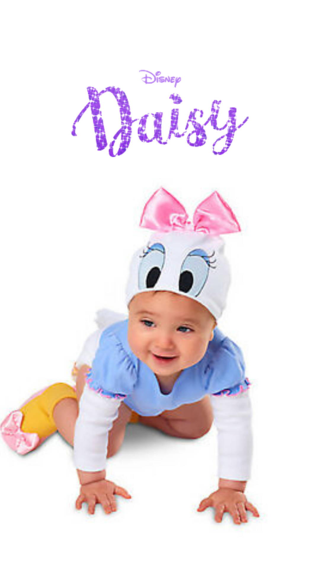 Adorable Baby In Daisy Duck Costume Background