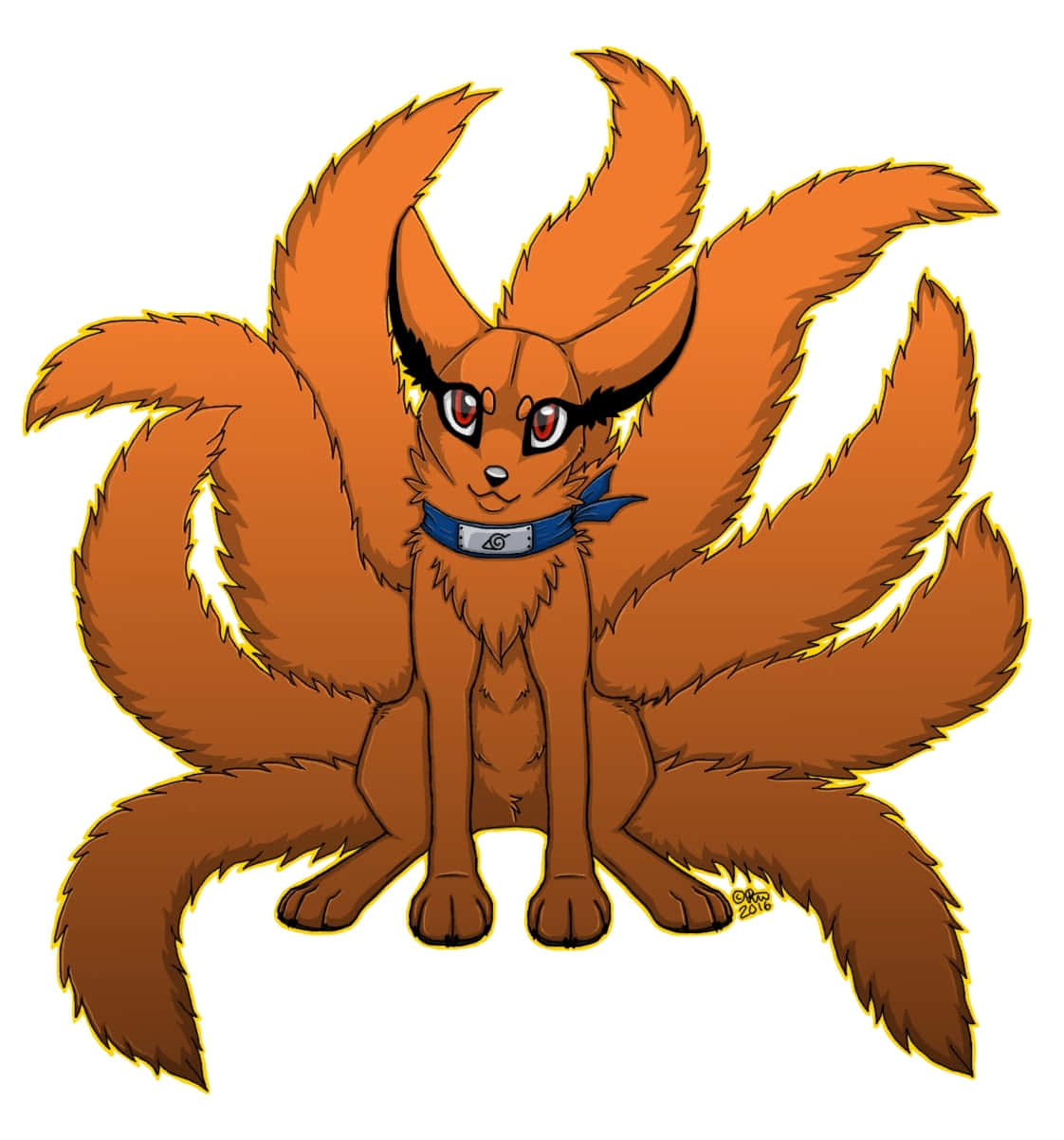 Adorable Baby Kurama Relaxing In Forest Background