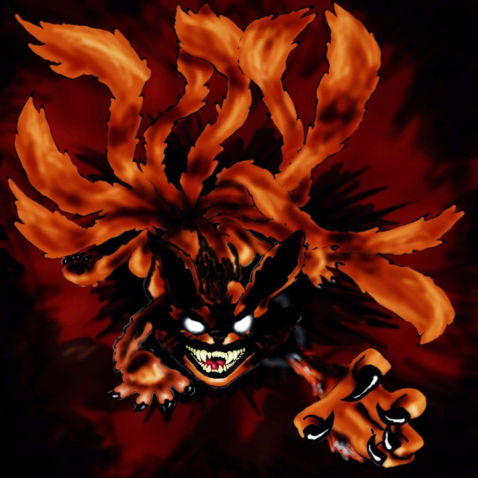 Adorable Baby Kurama Unleashing Its Tailed Beast Power Background