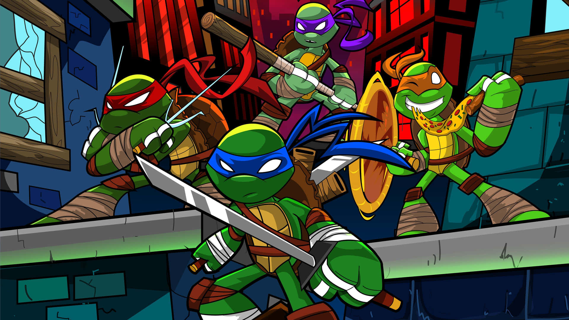 Adorable Baby Teenage Mutant Ninja Turtles Comic Book Background