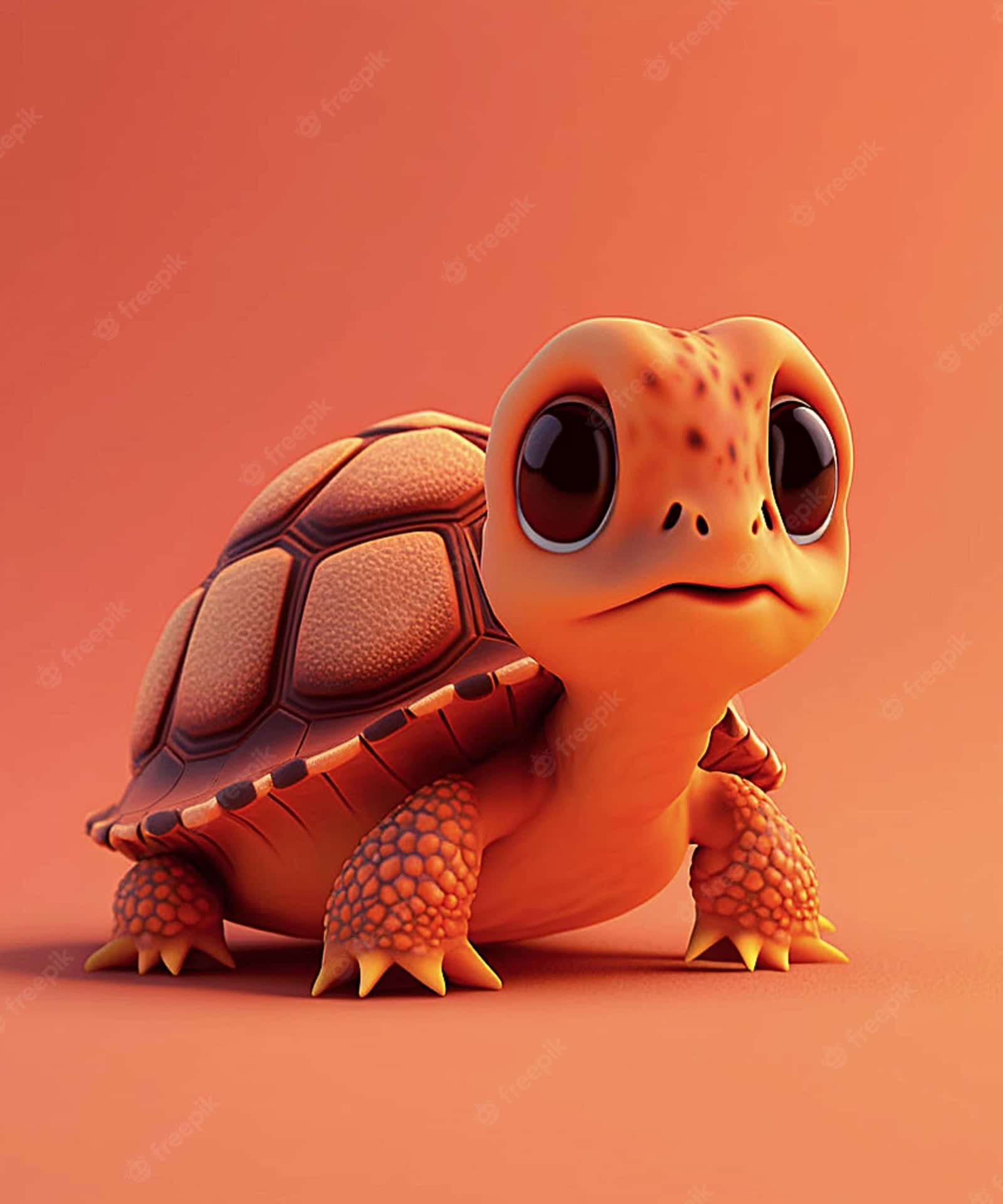 Adorable Baby Turtle Taking A Swim Background